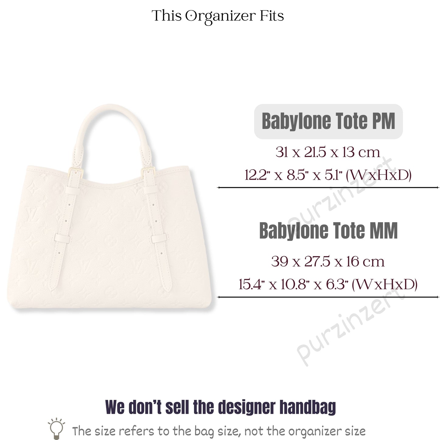 Bag Insert for (LV, Babylone Tote PM) Organizer of Felt Fabric