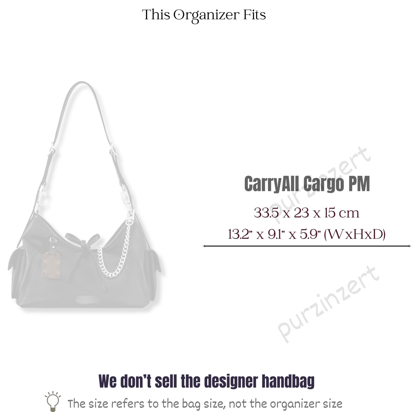 Bag Insert for (LV, CarryAll Cargo PM) Organizer of Silk Fabric