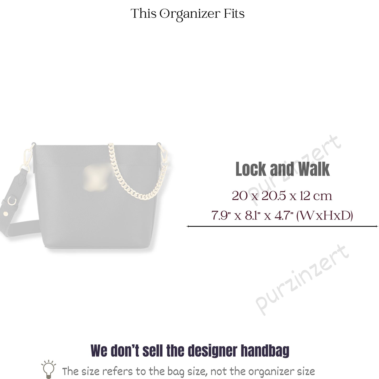 Bag Insert for (LV, Lock and Walk) Organizer of Felt Fabric