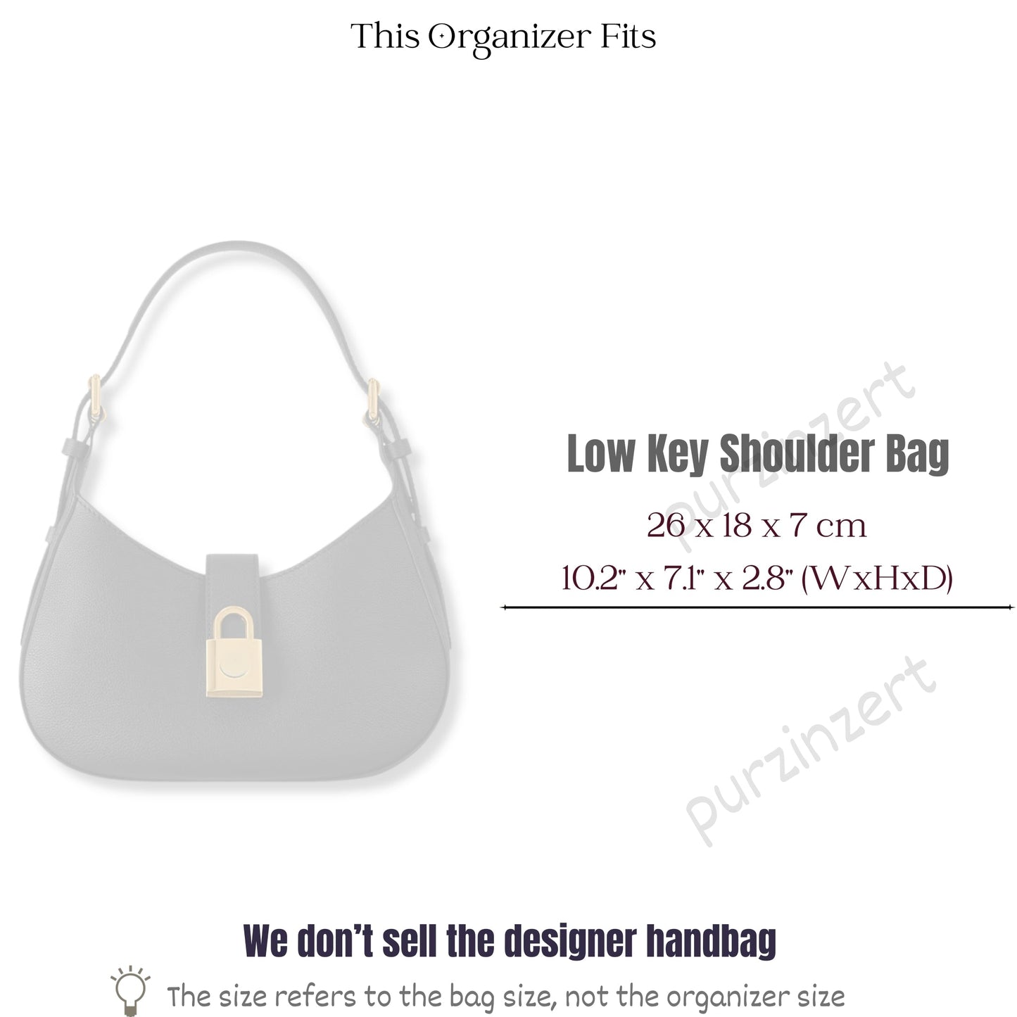 Bag Insert for (LV, Low Key Shoulder Bag) Organizer of Felt Fabric