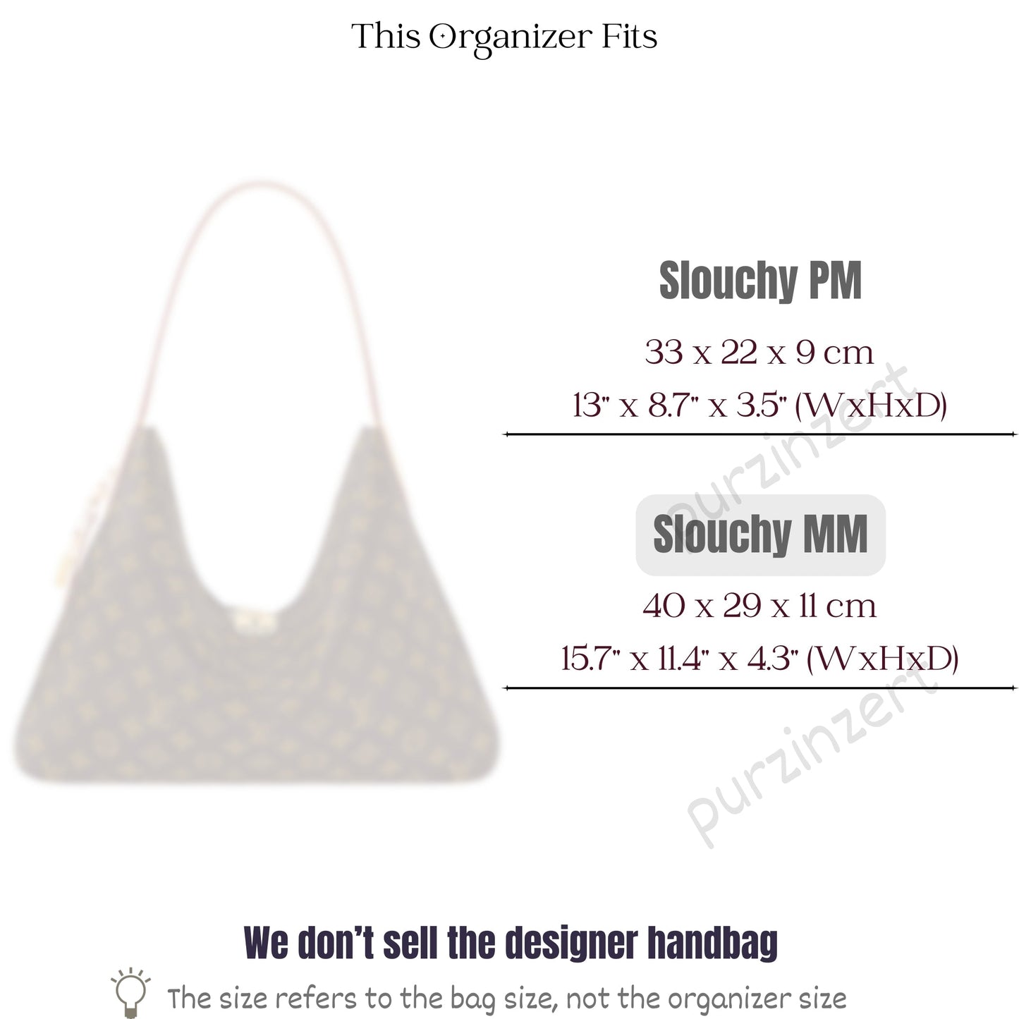 Bag Insert for (LV, Slouchy MM) Organizer of Felt Fabric