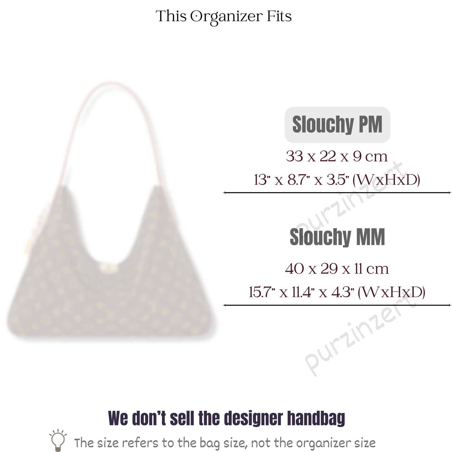 Bag Insert for (LV, Slouchy PM) Organizer of DupontPaper with Silk Interior