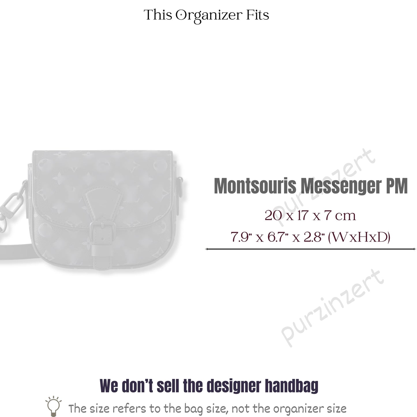 Bag Insert for (LV, Montsouris Messenger PM) Organizer of Felt Fabric