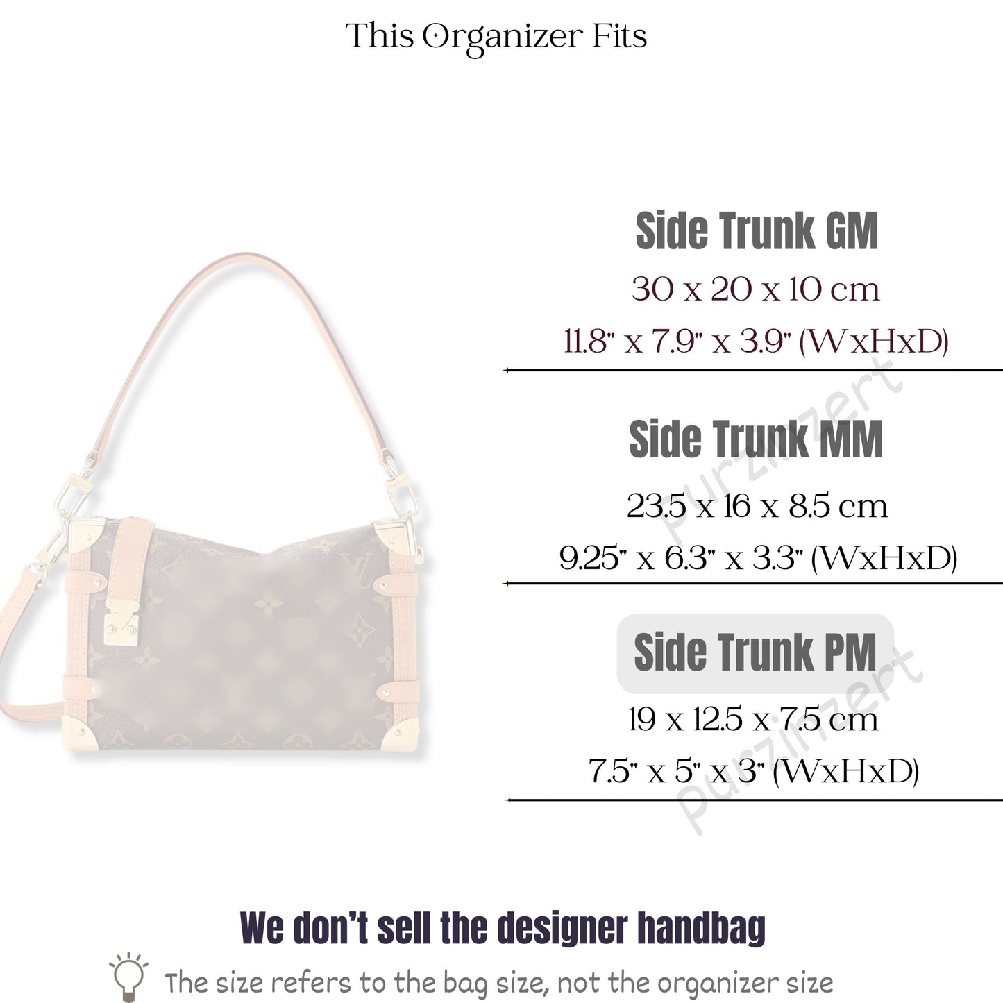 Bag Insert for (LV, Side Trunk PM) Organizer of Silk Fabric