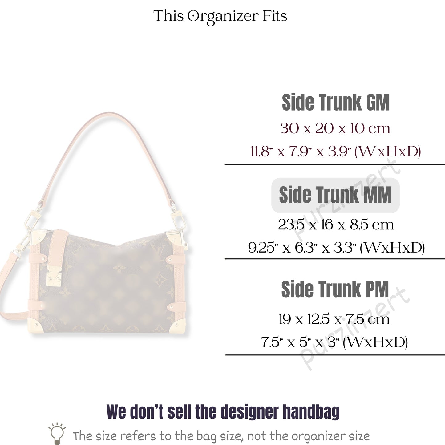 Bag Insert for (LV, Side Trunk MM) Organizer of Silk Fabric