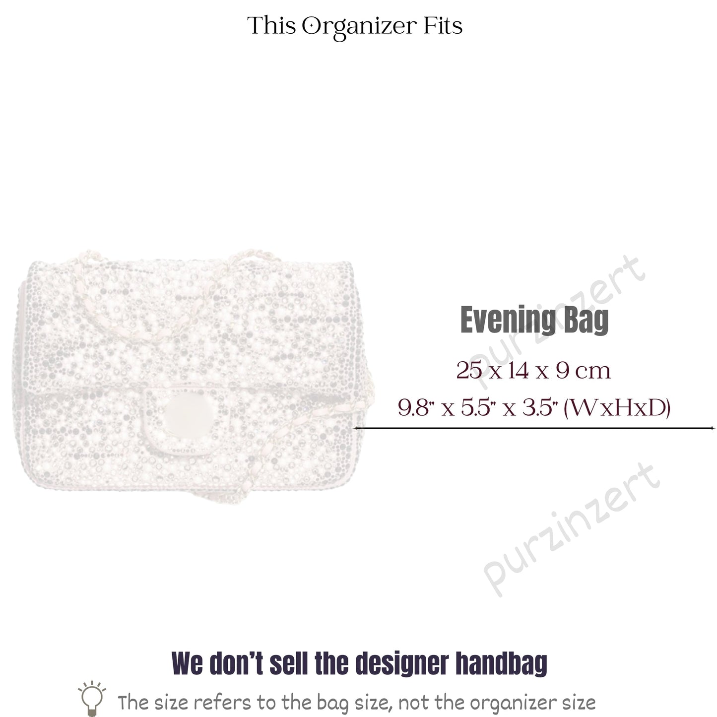 Bag Insert for (Chanel, Evening Bag) Organizer of Felt Fabric