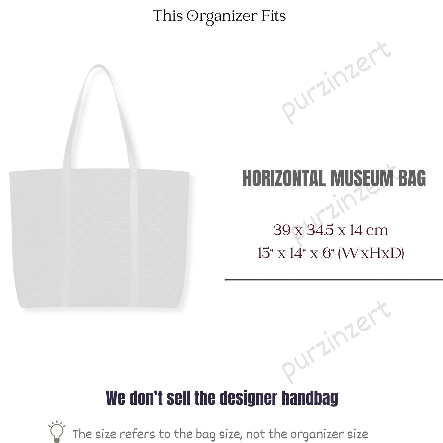 Bag Insert for (Celine, HORIZONTAL MUSEUM BAG in SUEDE CALFSKIN WITH TRIOMPHE EMBOSSED) Organizer of Nylon Fabric