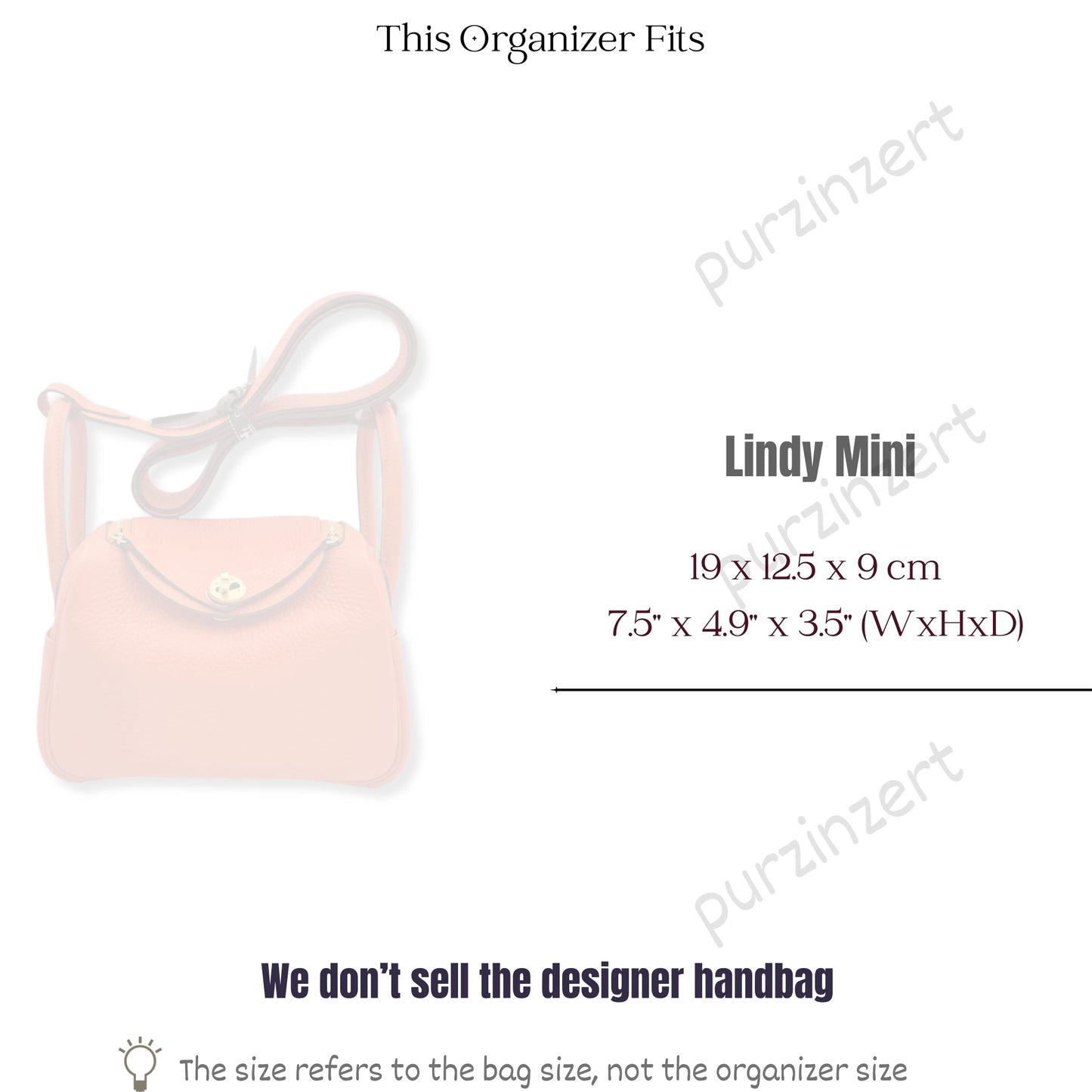 Bag Insert for (Hermes, Lindy 18 (Mini)) Organizer of Silk Fabric