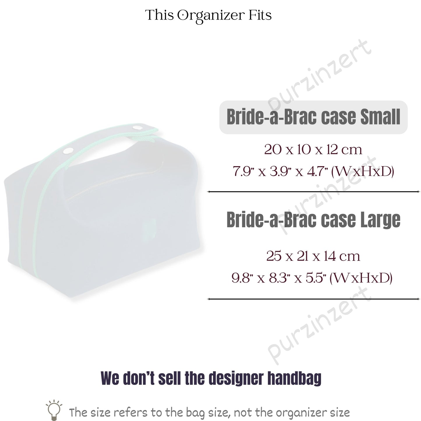 Bag Insert for (Hermes, Bride-a-Brac case Small) Organizer of Silk Fabric