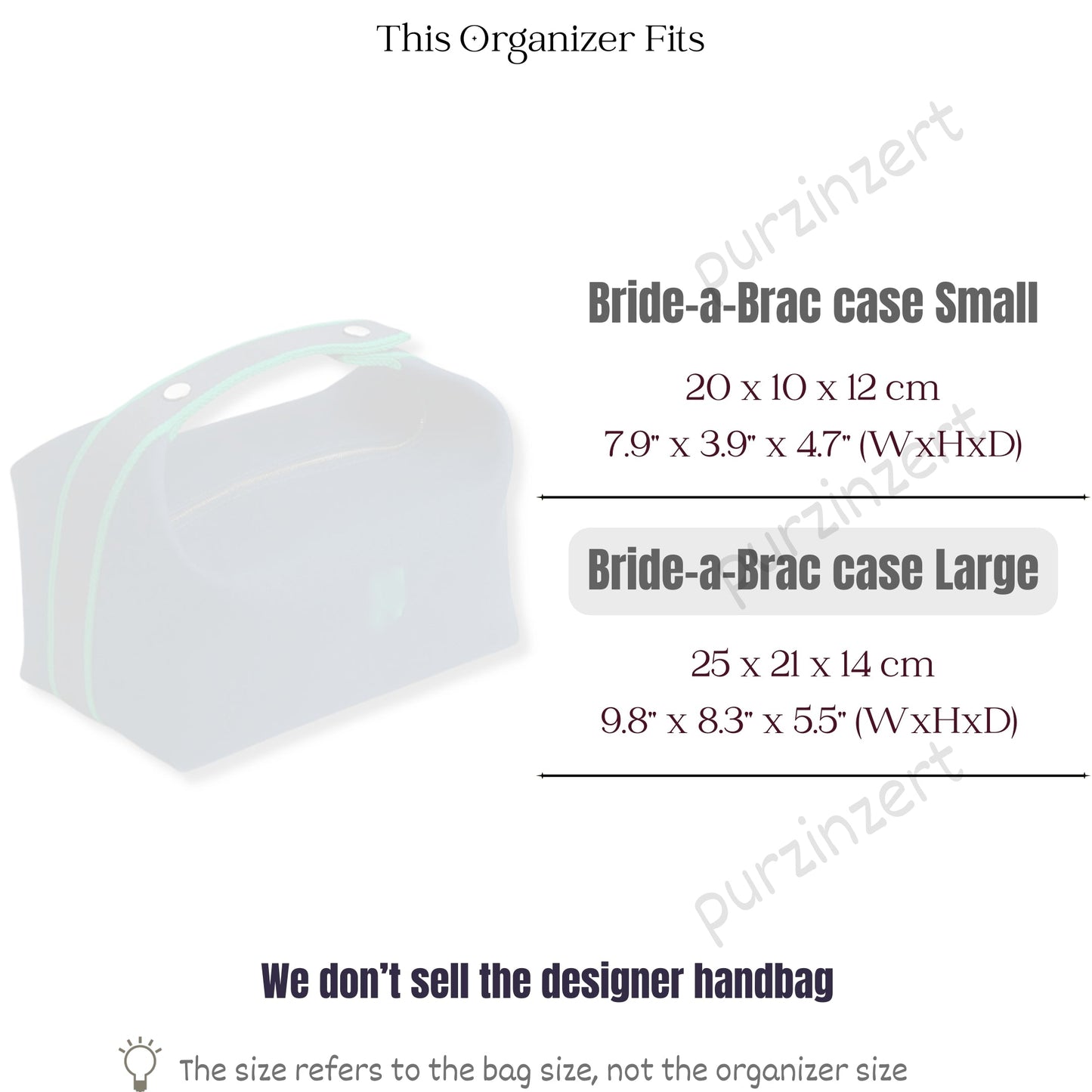 Bag Insert for (Hermes, Bride-a-Brac case Large) Organizer of Silk Fabric