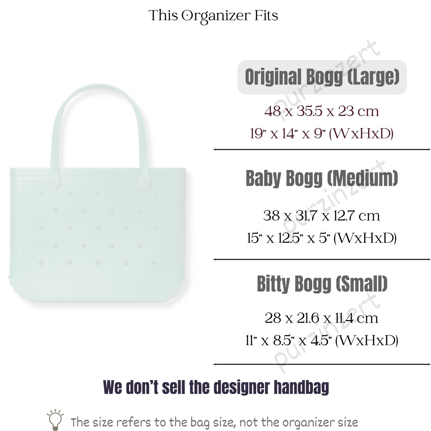 Bag Insert for (Bogg, Original Bogg Bag) Organizer of Felt Fabric