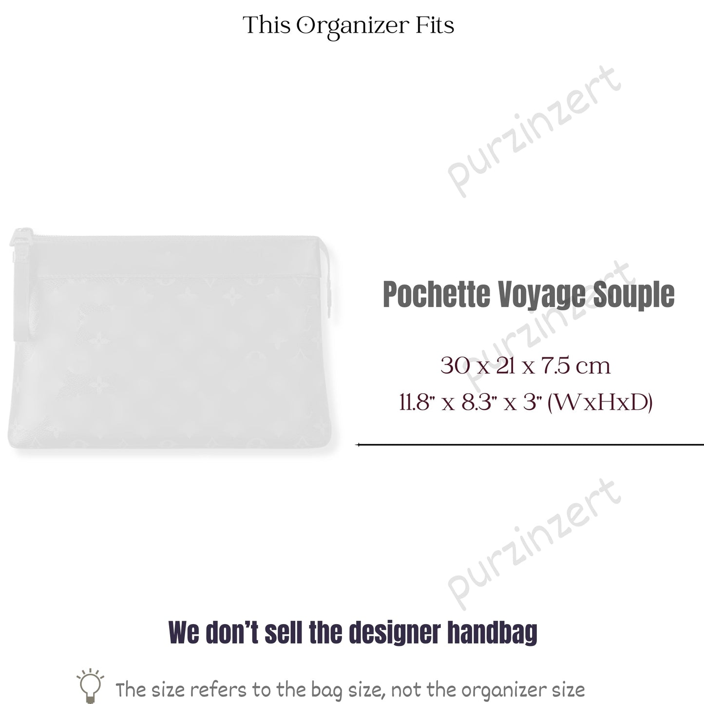 Bag Insert for (LV, Pochette Voyage Souple) Organizer of Felt Fabric