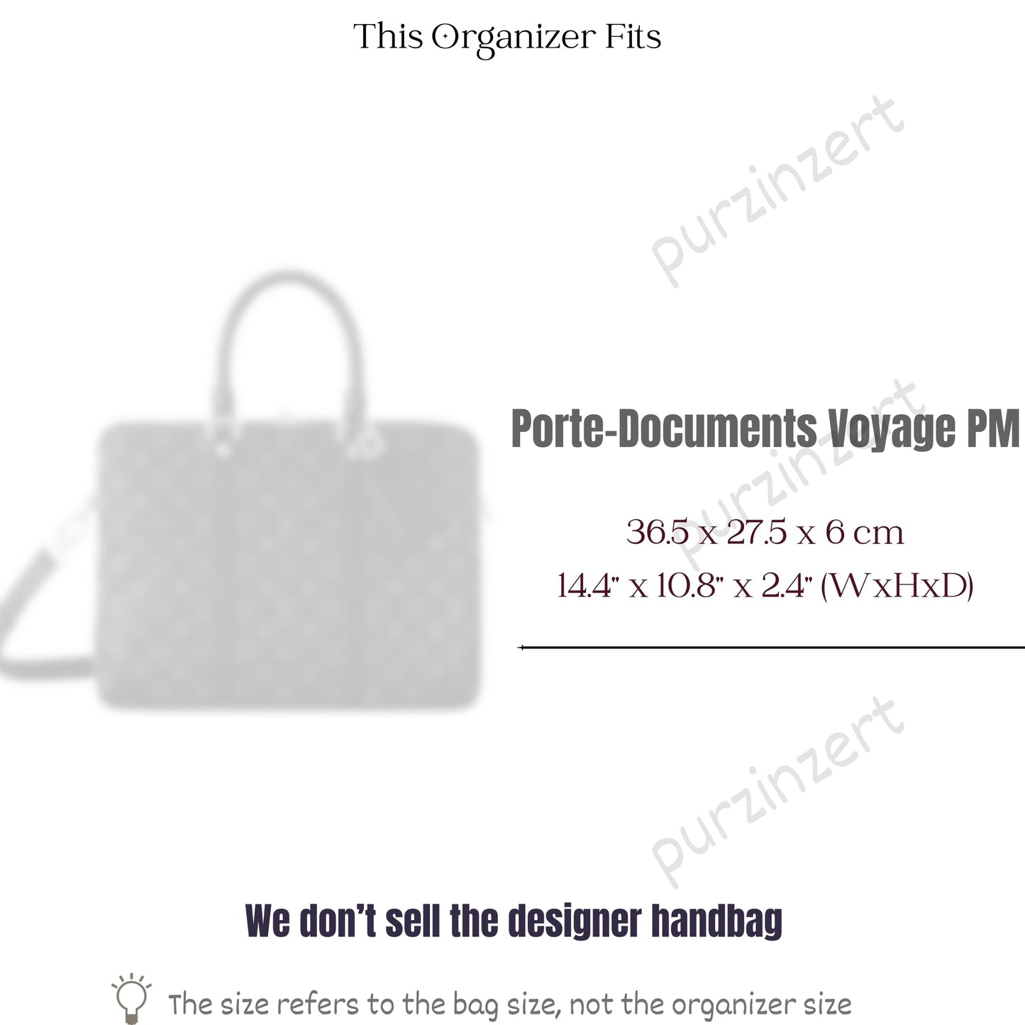 Bag Insert for (LV, Porte-Documents Voyage PM) Organizer of Silk Fabric