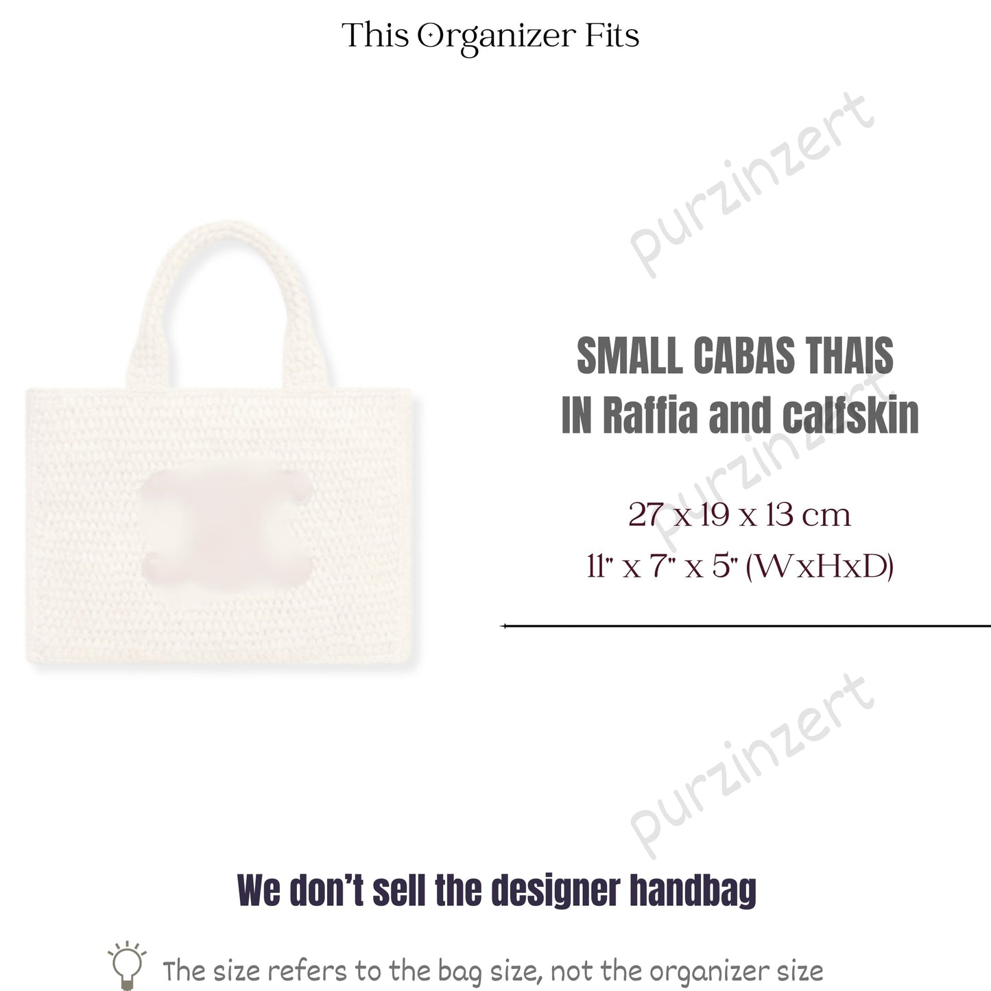 Bag Insert for (Celine, SMALL CABAS THAIS IN Raffia and calfskin) Organizer of Felt Fabric