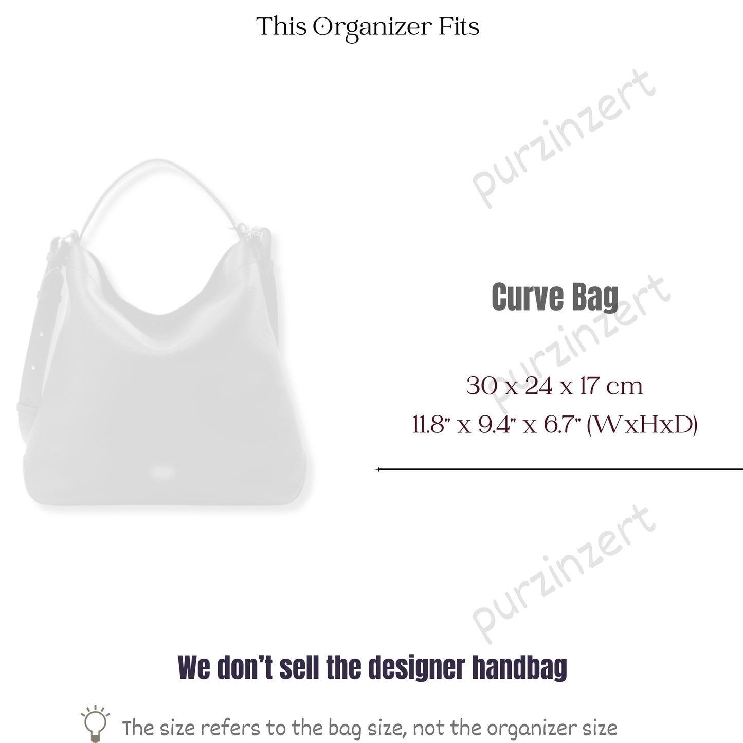 Bag Insert for (Stow London, Curve Bag) Organizer of Felt Fabric