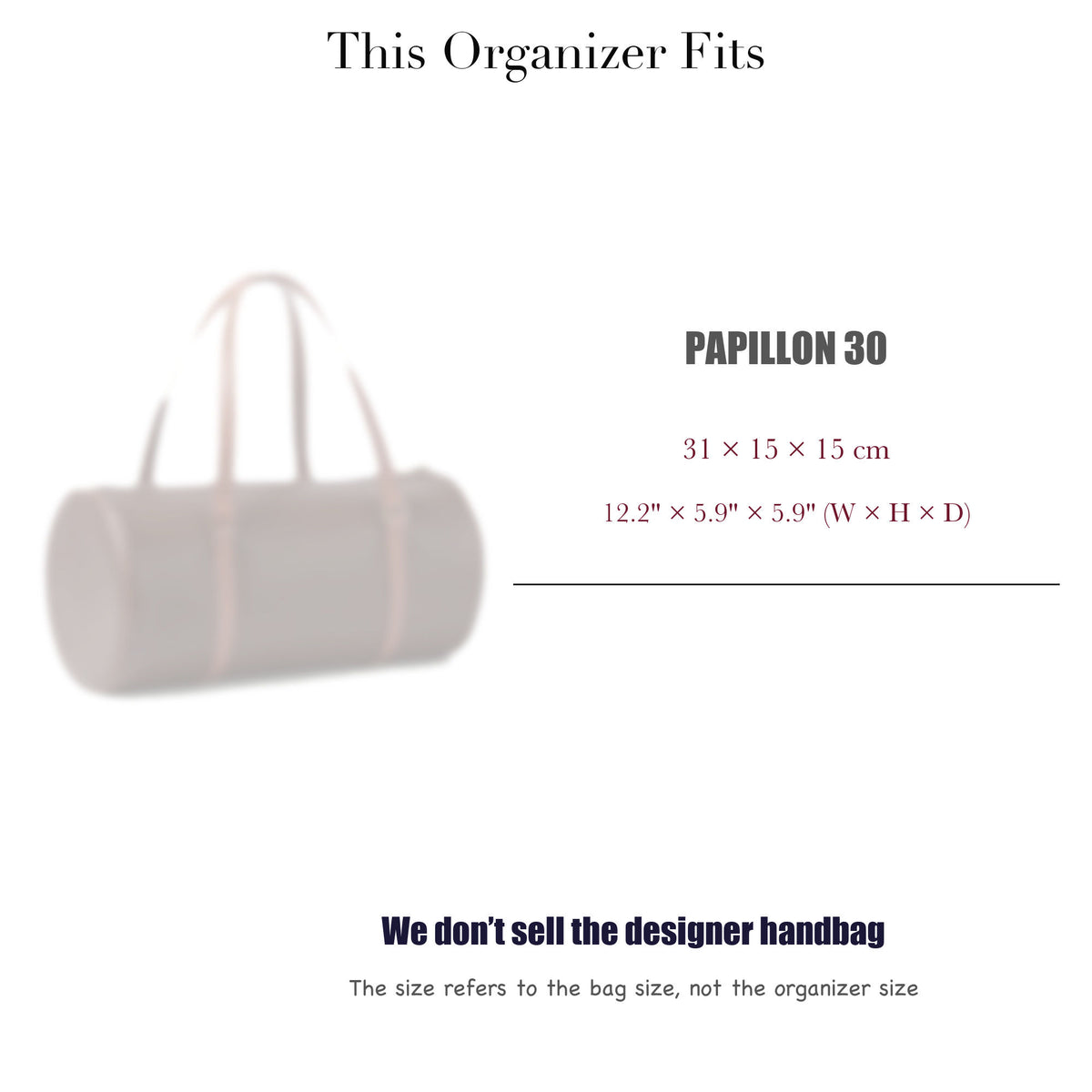 Bag Insert for (LV, Papillon 30) Organizer of Silk Fabric