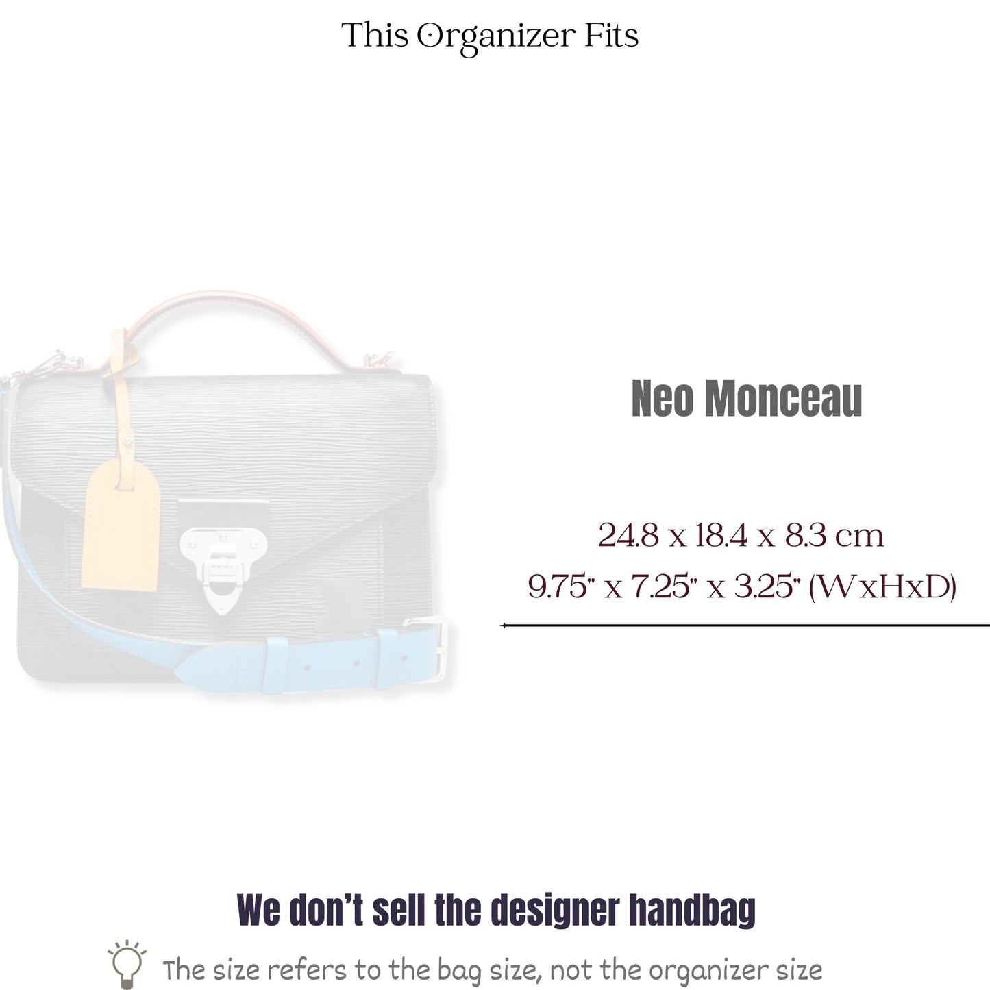 Bag Insert for (LV, Neo Monceau) Organizer of Silk Fabric