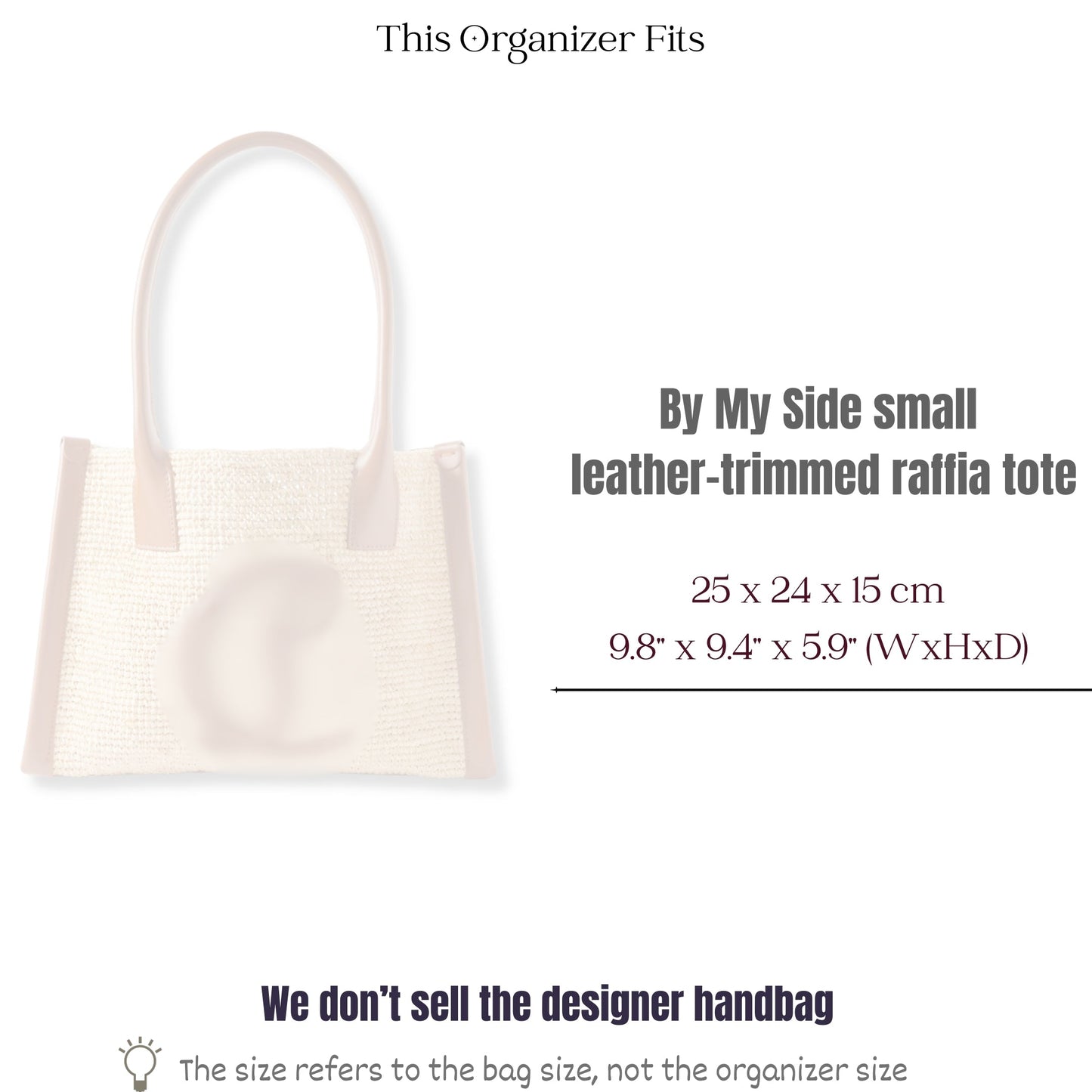 Bag Insert for (Christian Louboutin, By My Side small leather-trimmed raffia tote) Organizer of Felt Fabric