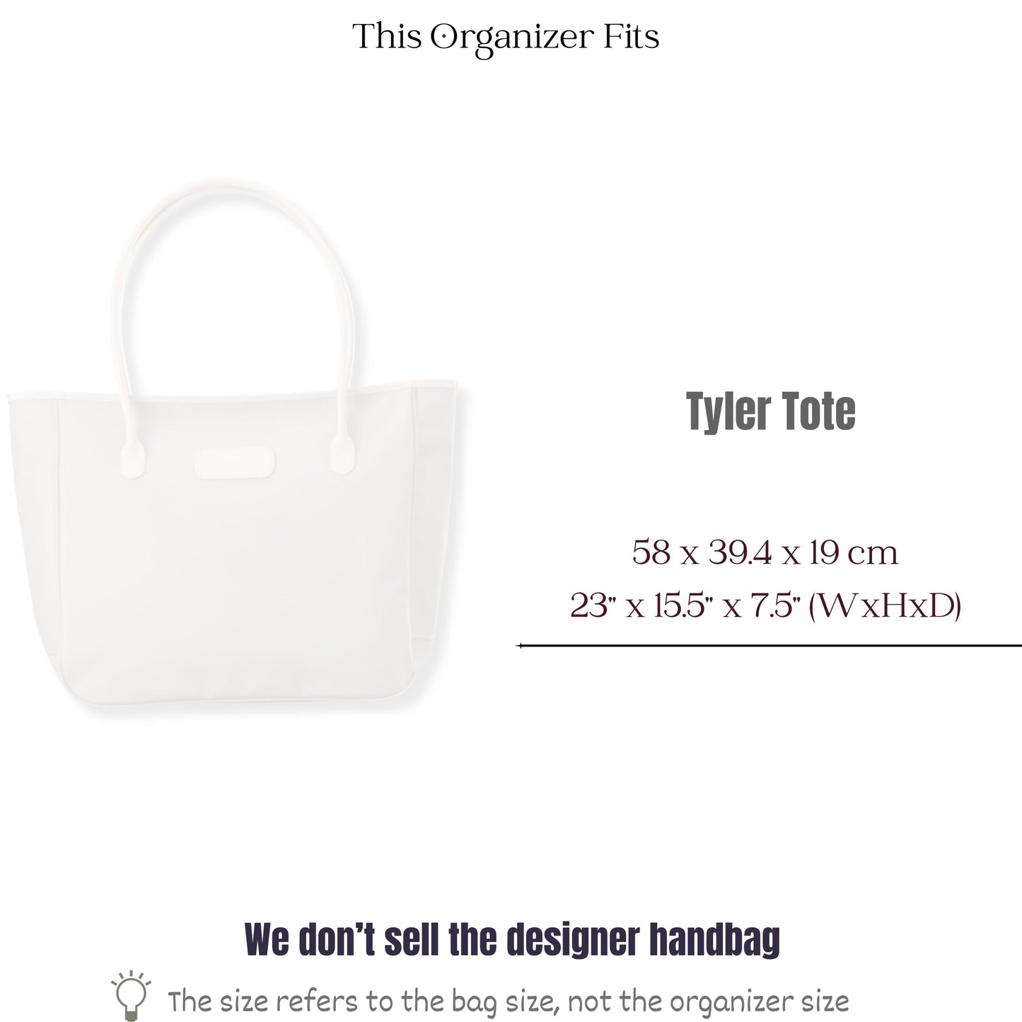 Bag Insert for (Jon Hart, Tyler Tote) Organizer of Felt Fabric