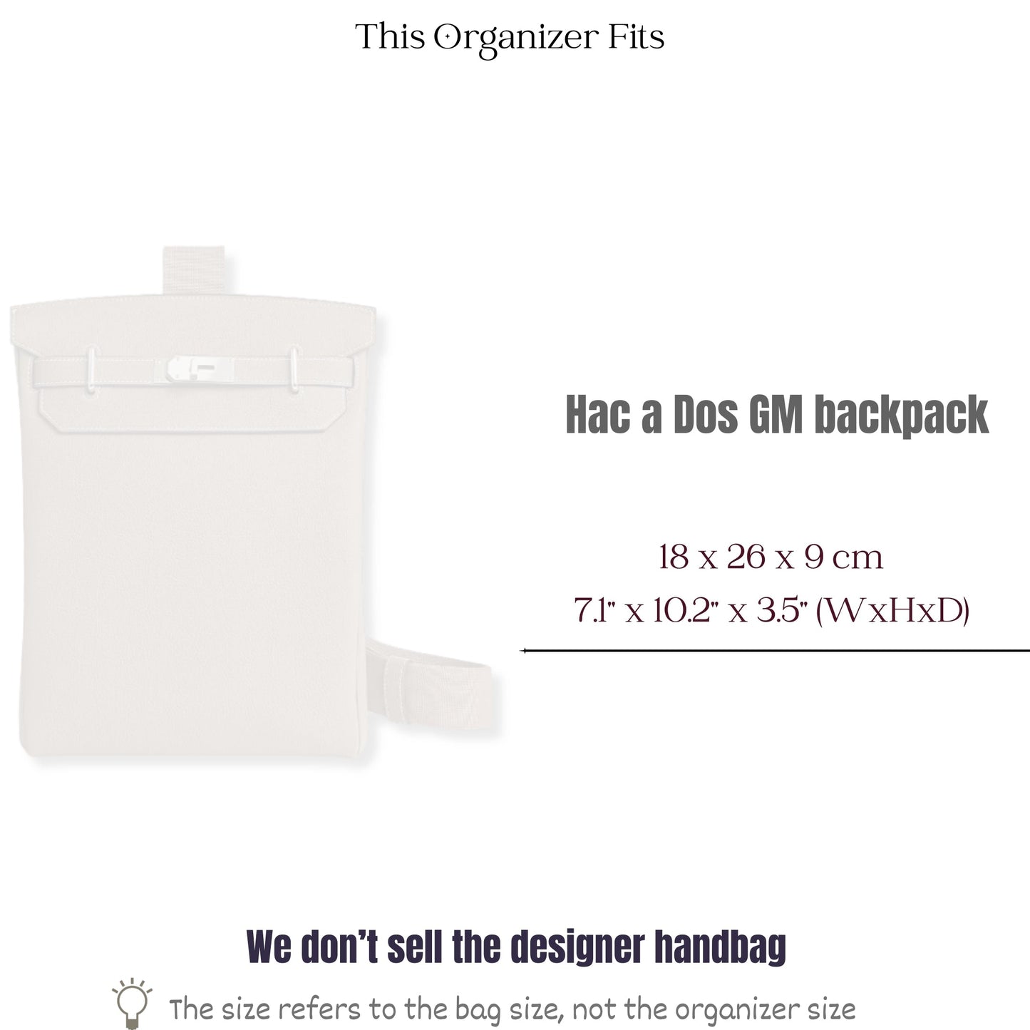 Bag Insert for (Hermes, Hac a Dos GM backpack) Organizer of Felt Fabric