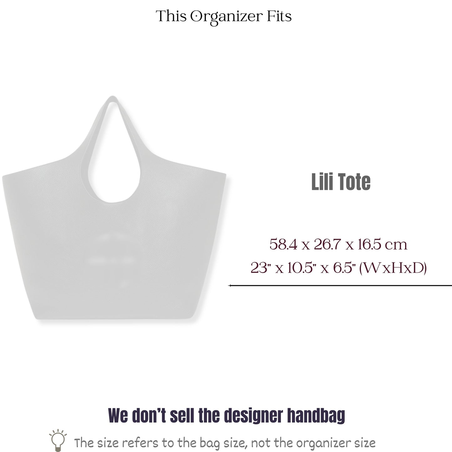 Bag Insert for (Anine Bing, Lili Tote) Organizer of Felt Fabric