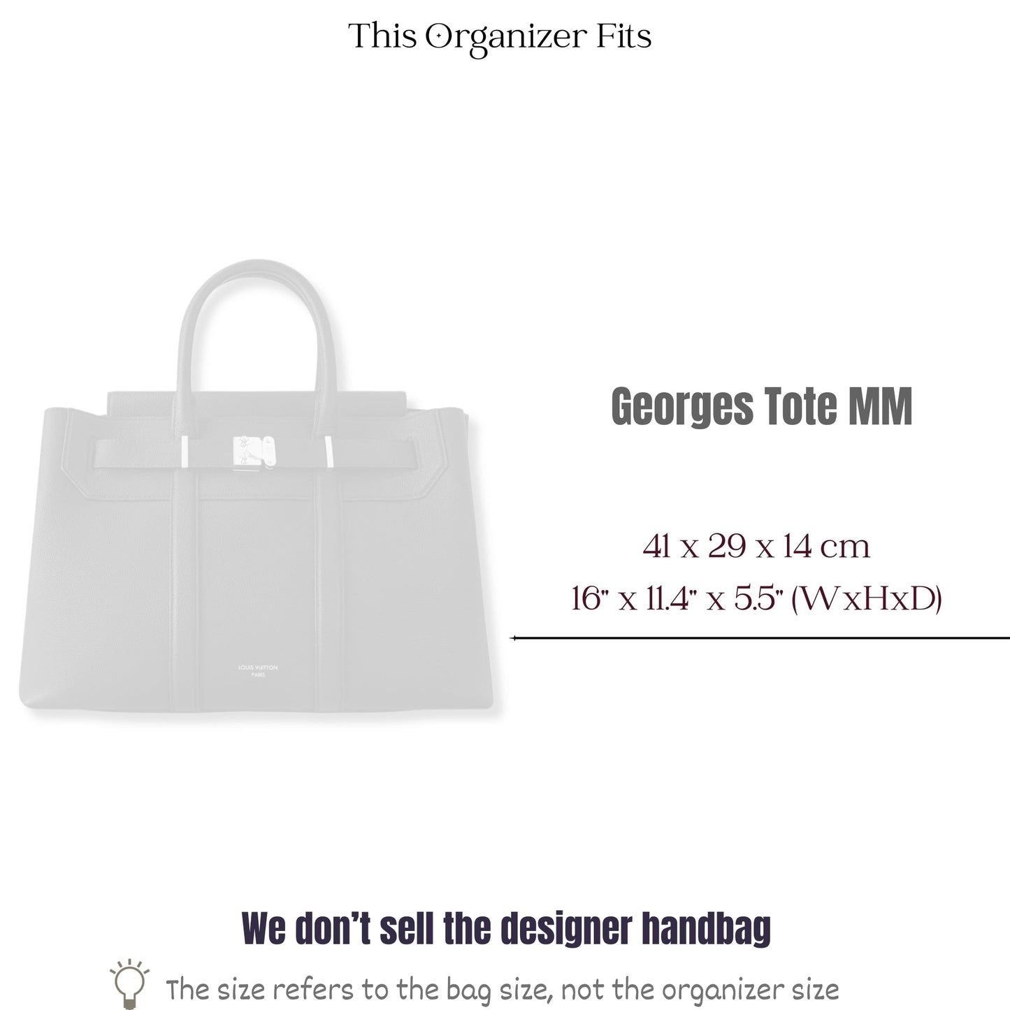 Bag Insert for (LV, Georges Tote MM H30) Organizer of Silk Fabric