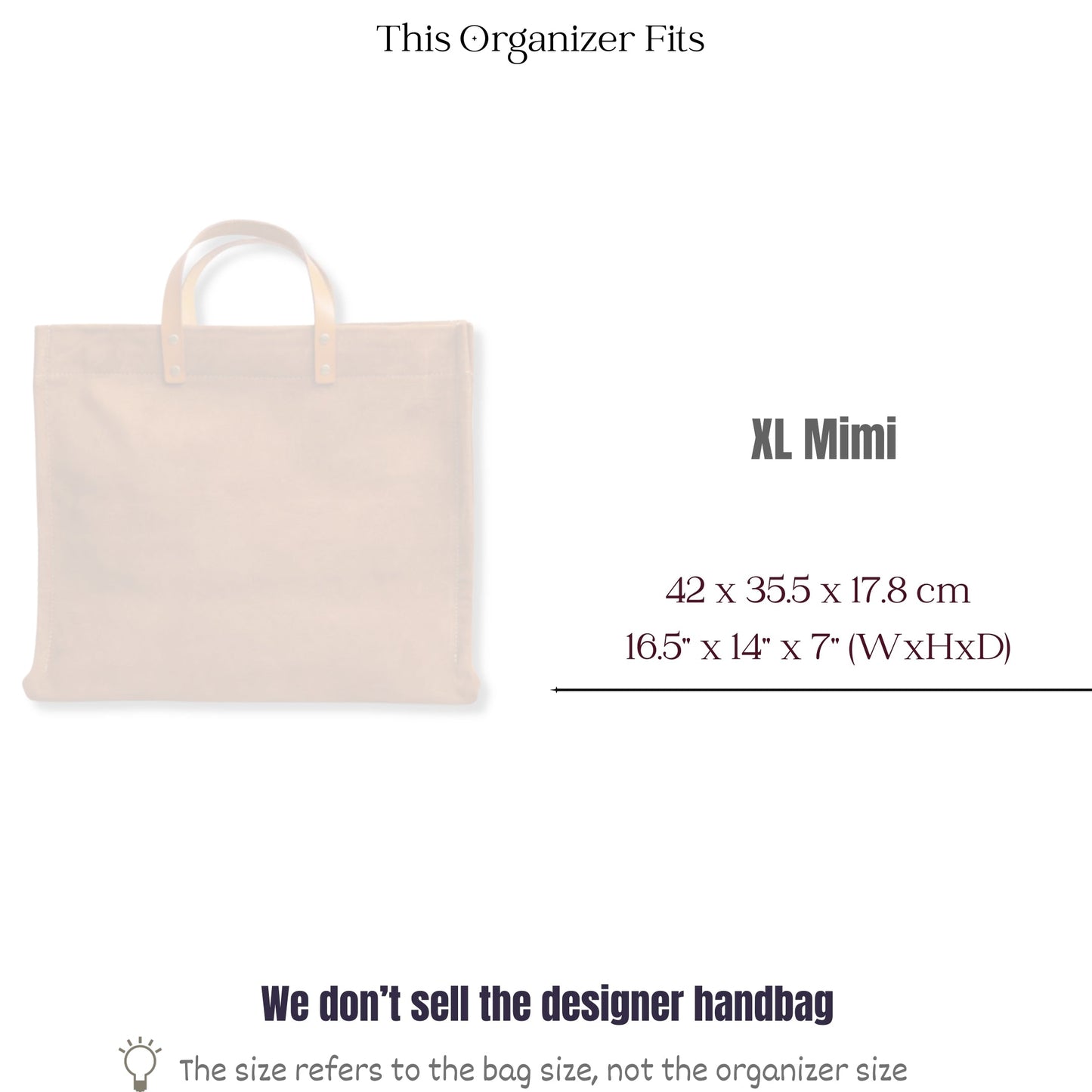 Bag Insert for (Parker Thatch, XL Mimi) Organizer of Silk Fabric