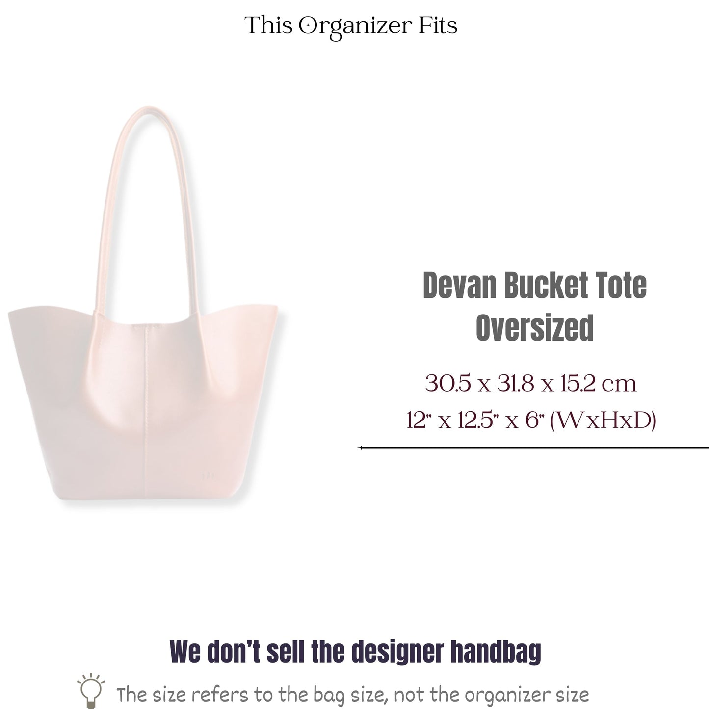 Bag Insert for (Portland Leather Goods, Devan Bucket Tote Oversized) Organizer of Felt Fabric