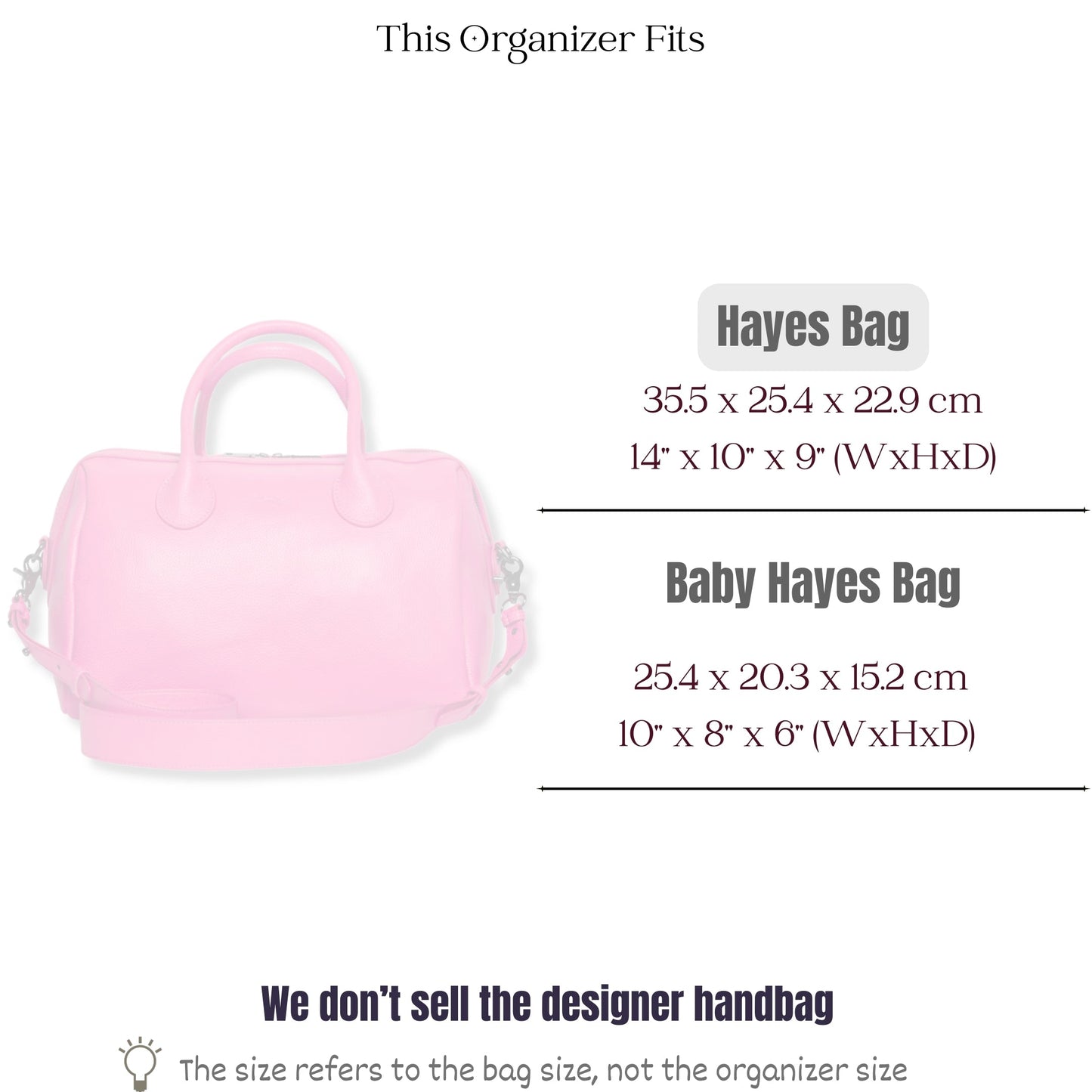 Bag Insert for (Beck Bags, Hayes Bag) Organizer of Silk Fabric