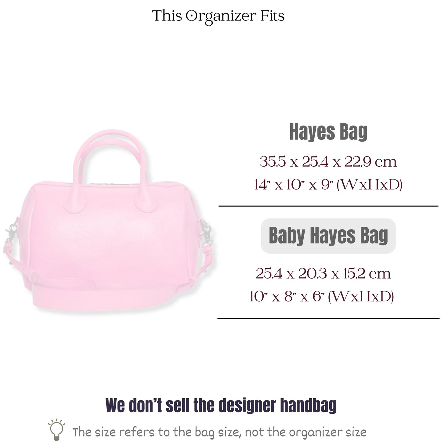 Bag Insert for (Beck Bags, Baby Hayes Bag) Organizer of Felt Fabric