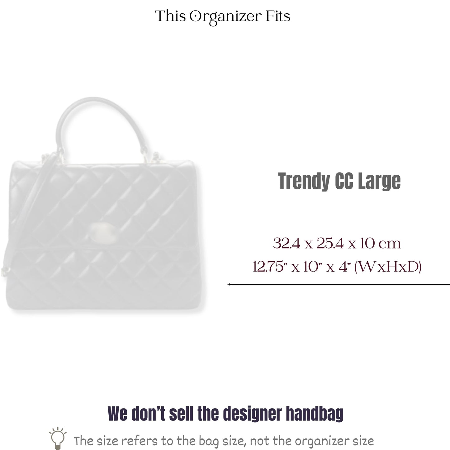 Bag Insert for (Chanel, Trendy CC Large) Organizer of Silk Fabric