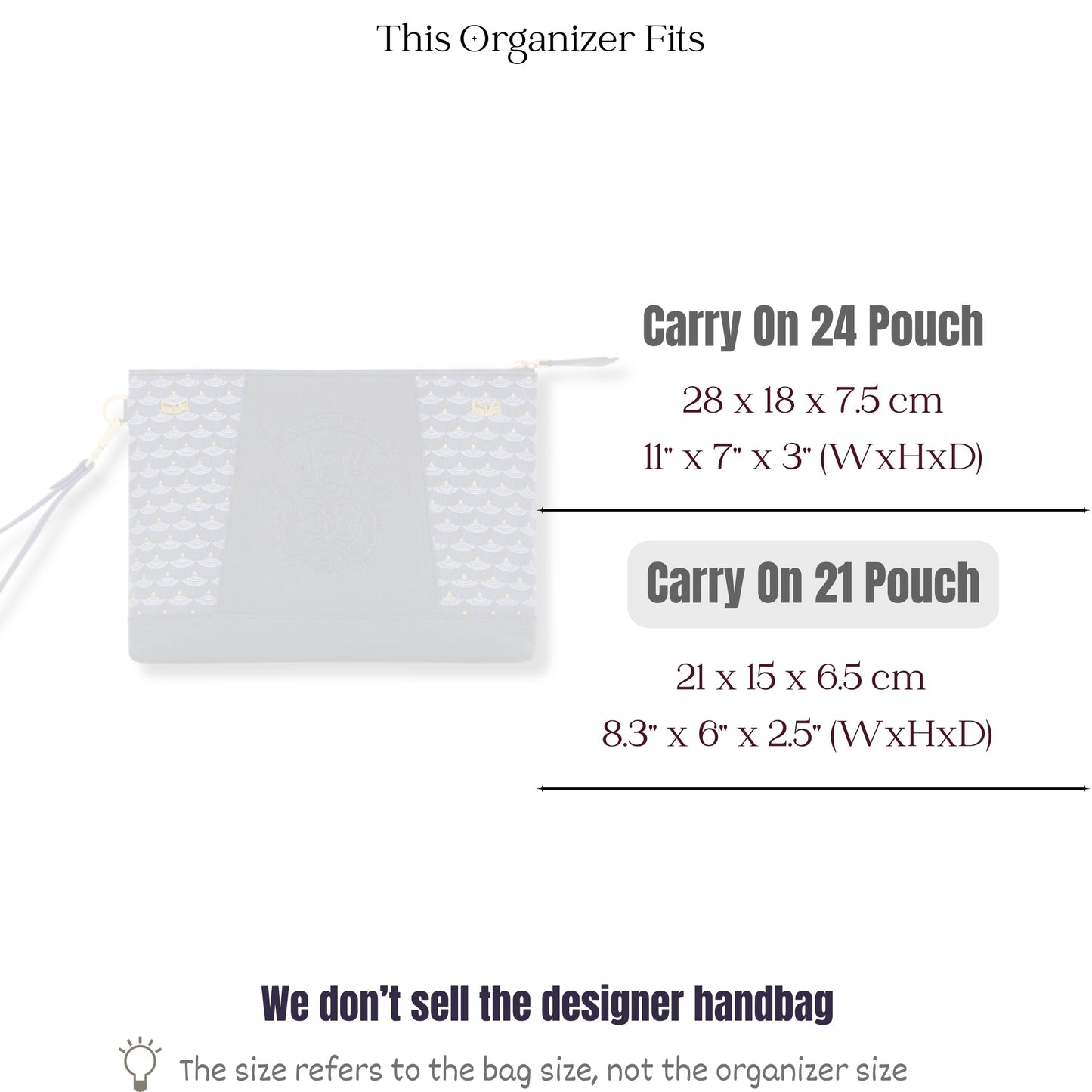 Bag Insert for (Faure Le Page, Carry On 21 Pouch) Organizer of Silk Fabric