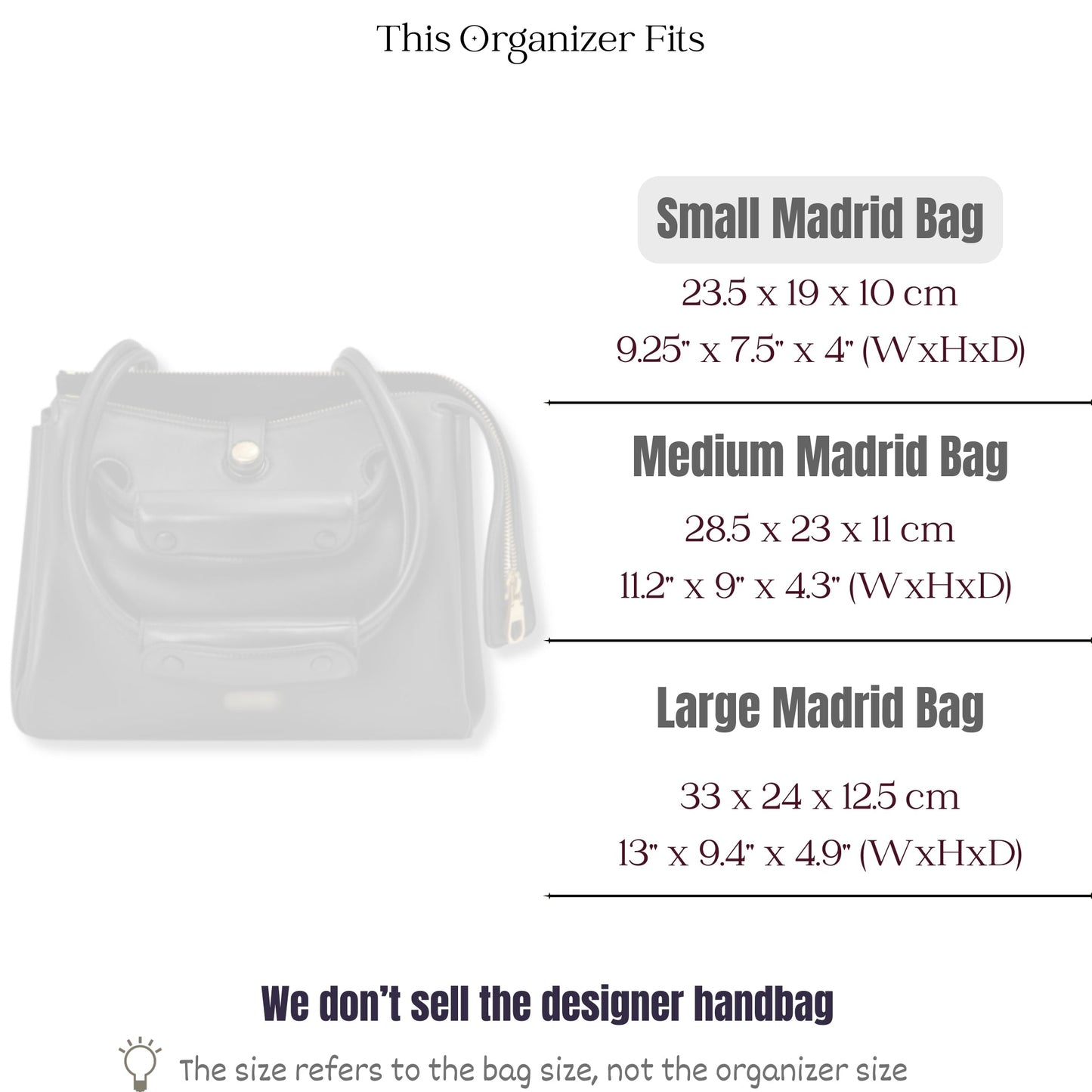 Bag Insert for (Loewe, Small Madrid bag) Organizer of Felt Fabric