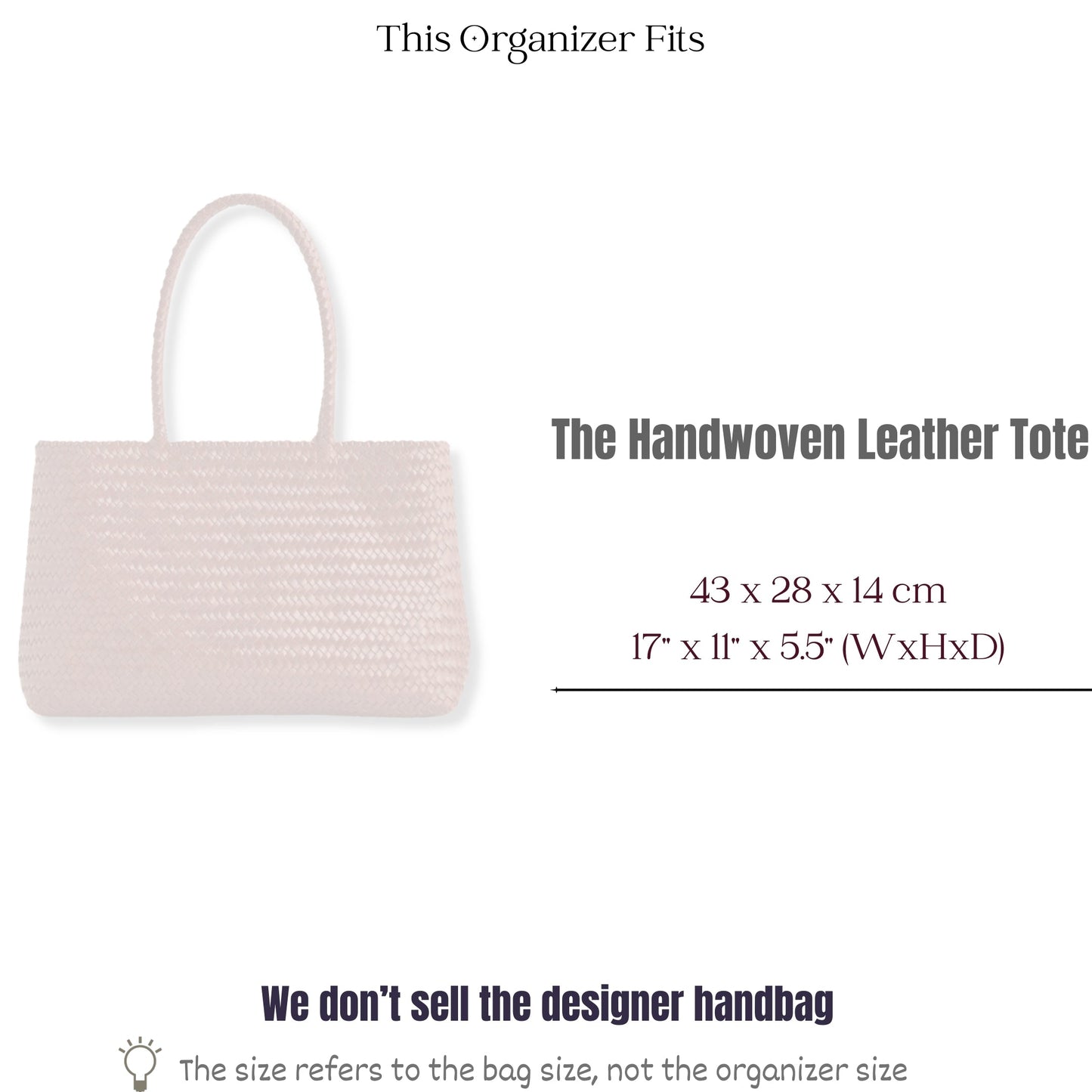 Bag Insert for (Madewell, The Handwoven Leather Tote) Organizer of Nylon Fabric