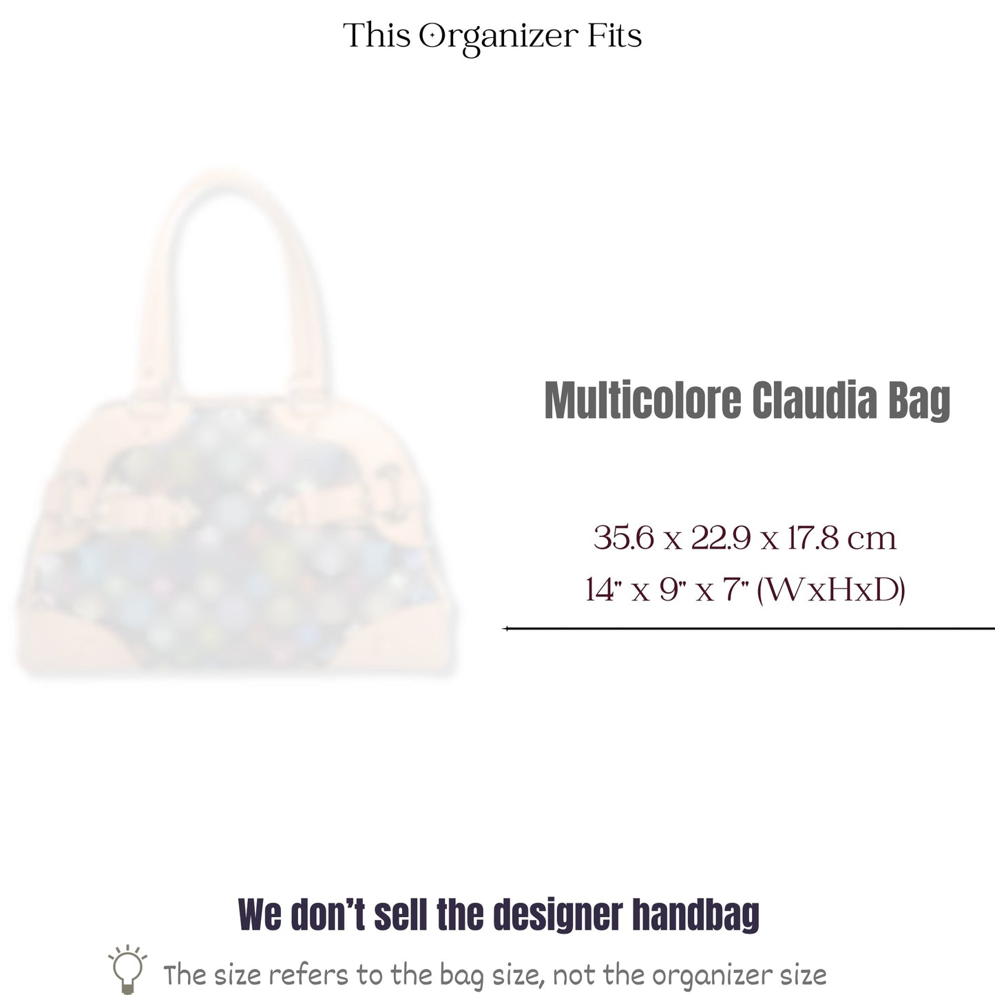 Bag Insert for (LV, Multicolore Claudia Bag) Organizer of Felt Fabric