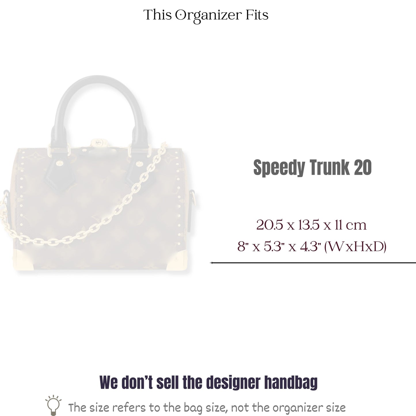 Bag Insert for (LV, Speedy Trunk 20) Organizer of Felt Fabric