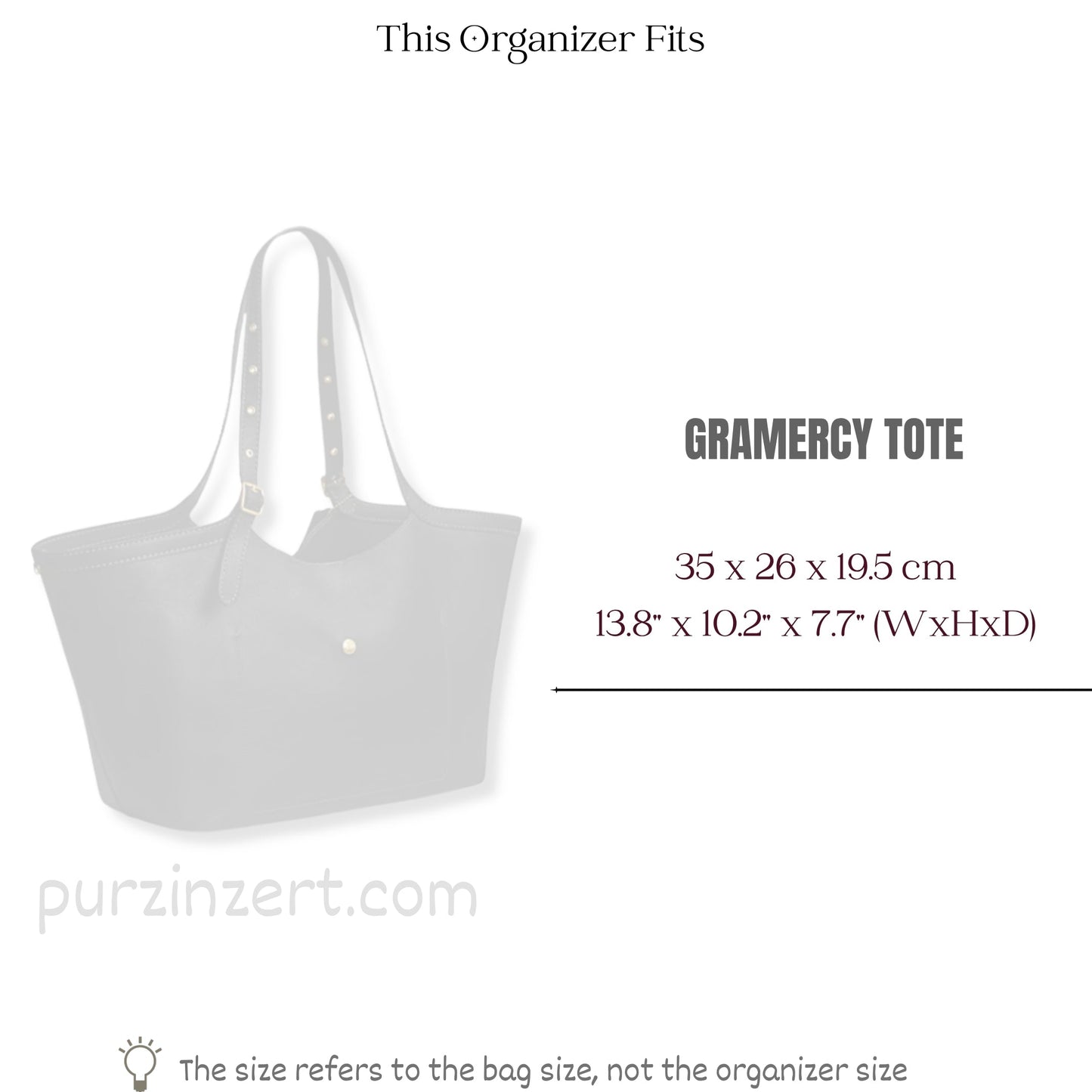 Bag Insert for (Coach, GRAMERCY TOTE) Organizer of Felt Fabric