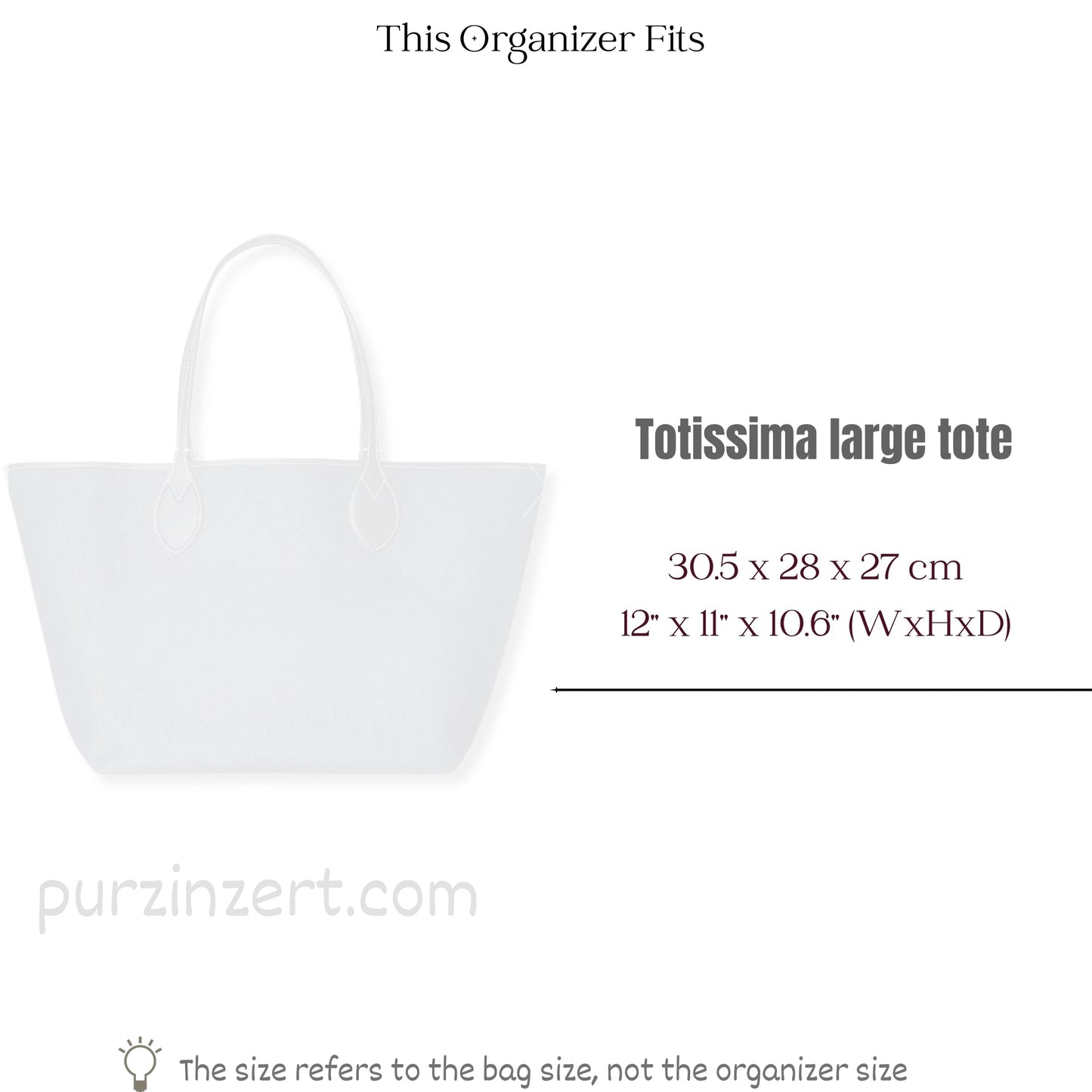 Bag Insert for (Gucci, Totissima large tote) Organizer of Felt Fabric