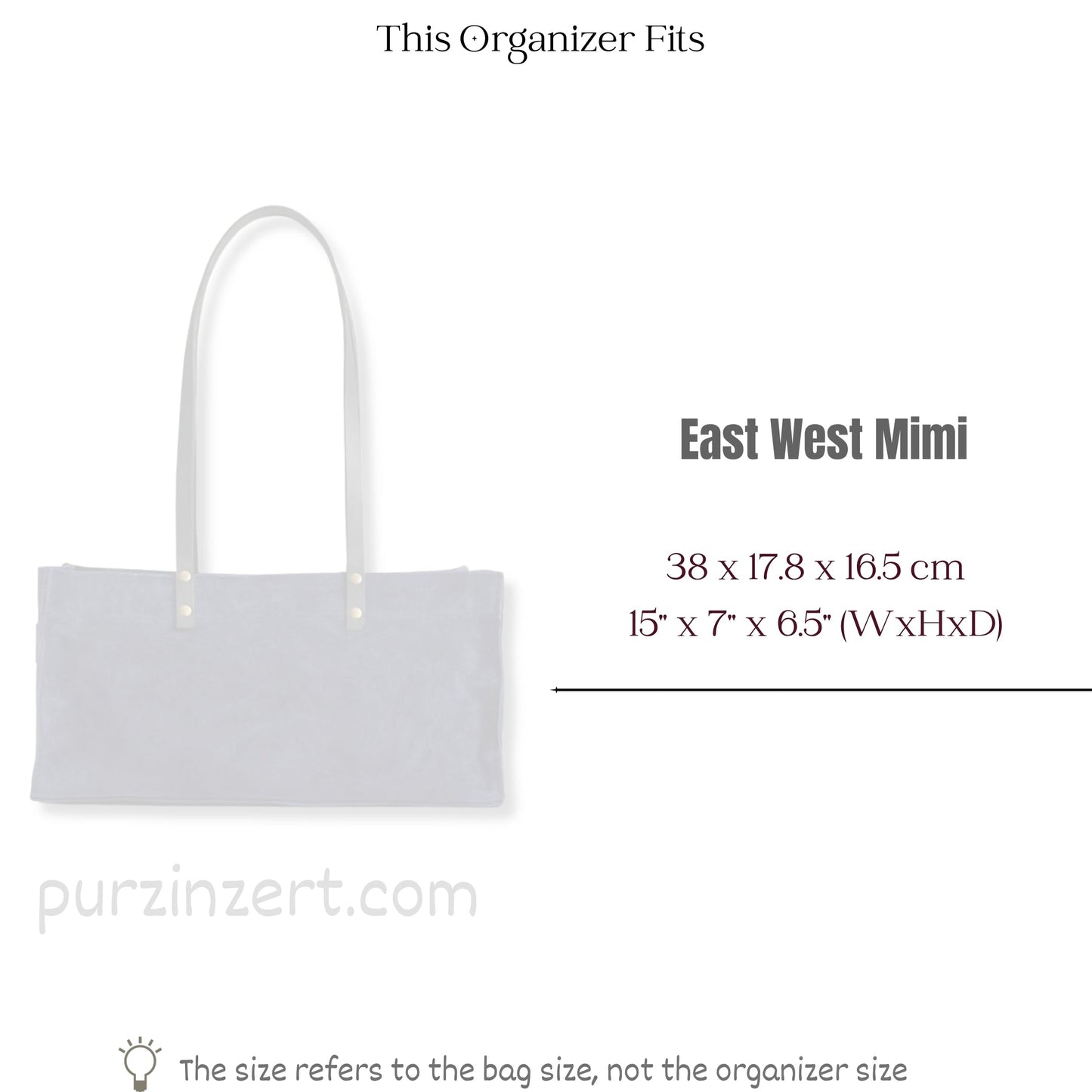 Bag Insert for (Parker Thatch, East West Mimi) Organizer of Silk Fabric