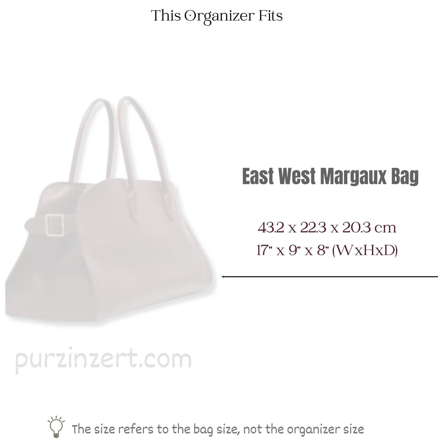 Bag Insert for (The Row, East West Margaux Bag) Organizer of Silk Fabric