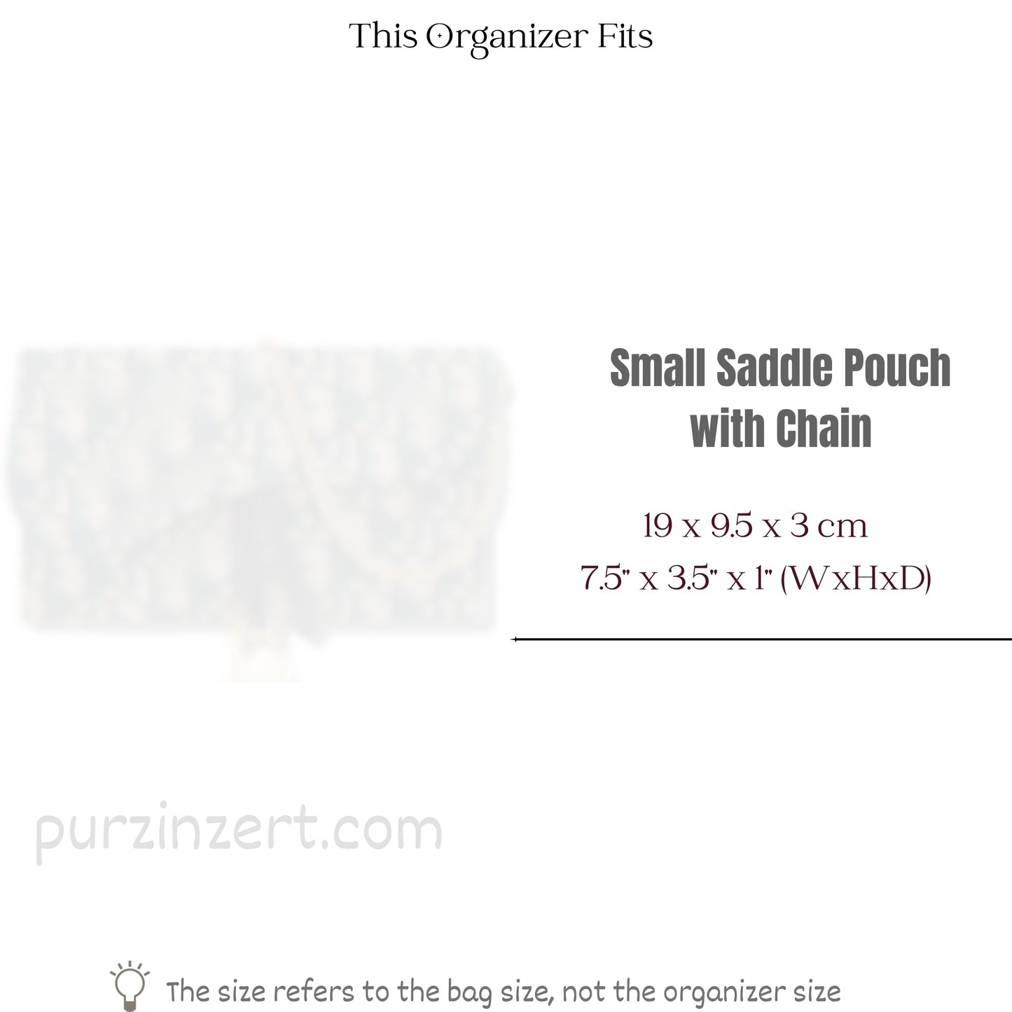 Bag Insert for (Dior, Small Saddle Pouch with Chain) Organizer of Felt Fabric