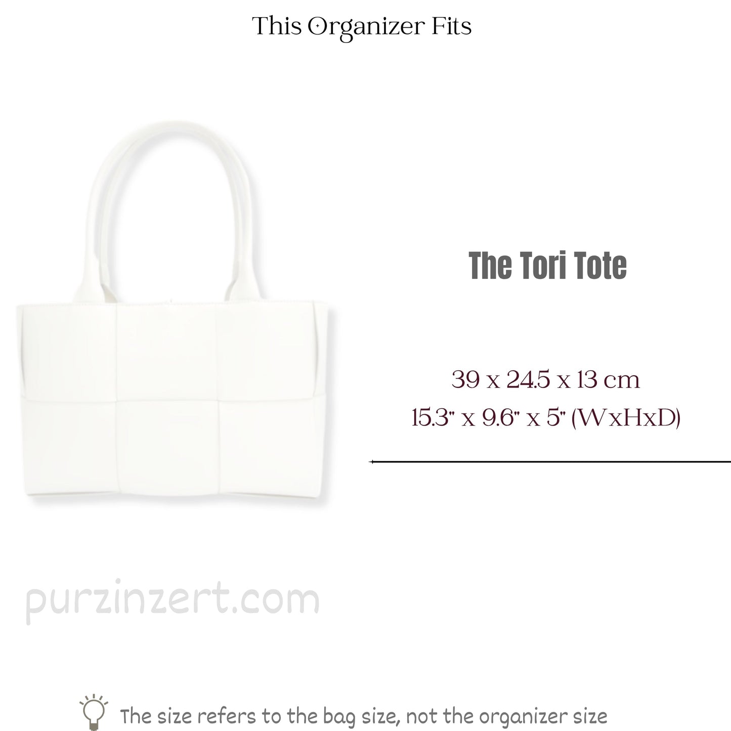 Bag Insert for (Apatchy, The Tori Tote) Organizer of Silk Fabric