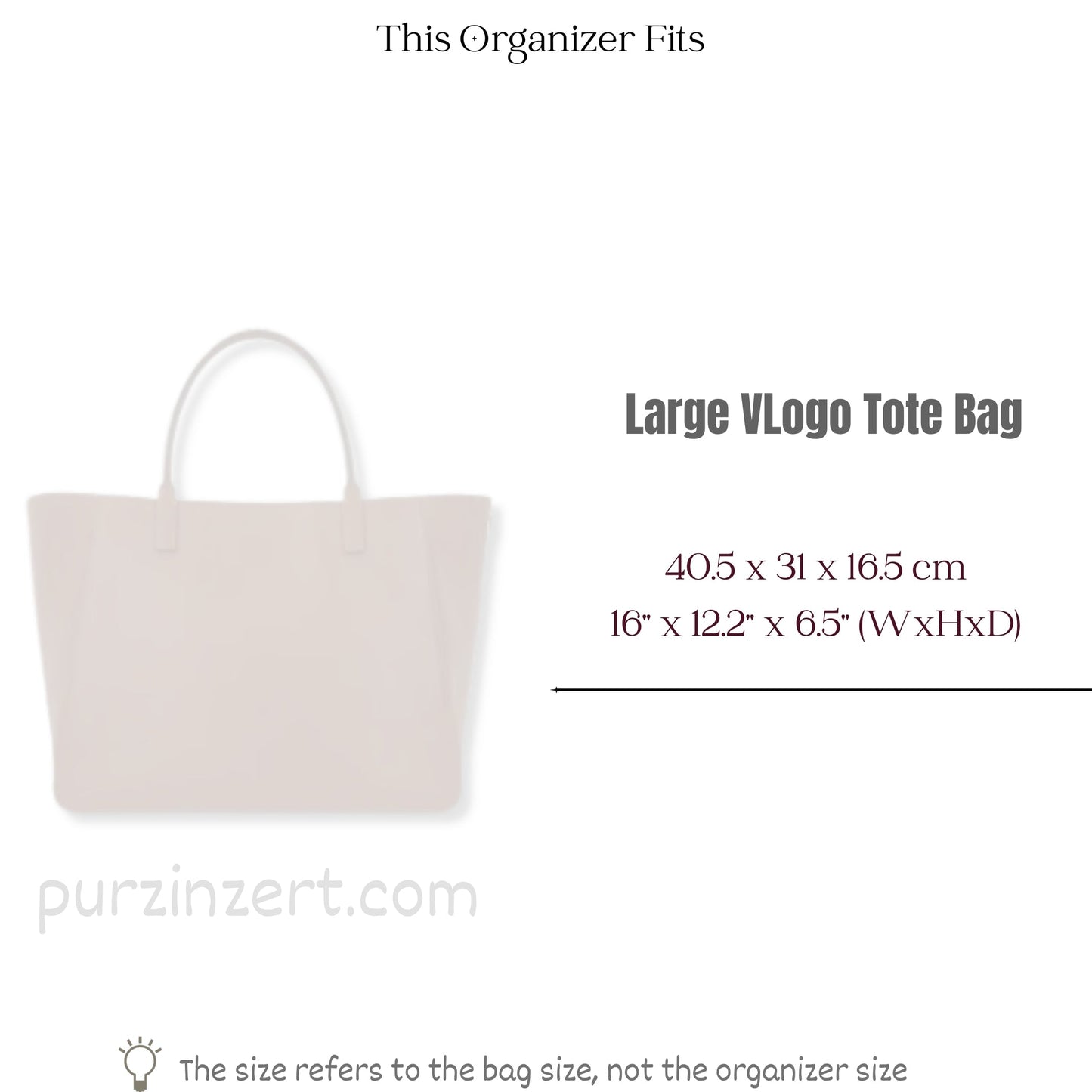 Bag Insert for (Valentino Garavani, large VLogo tote bag) Organizer of Nylon Fabric