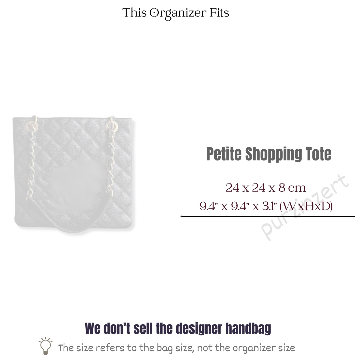Bag Insert for (Chanel, Petite Shopping Tote) Organizer of Felt Fabric
