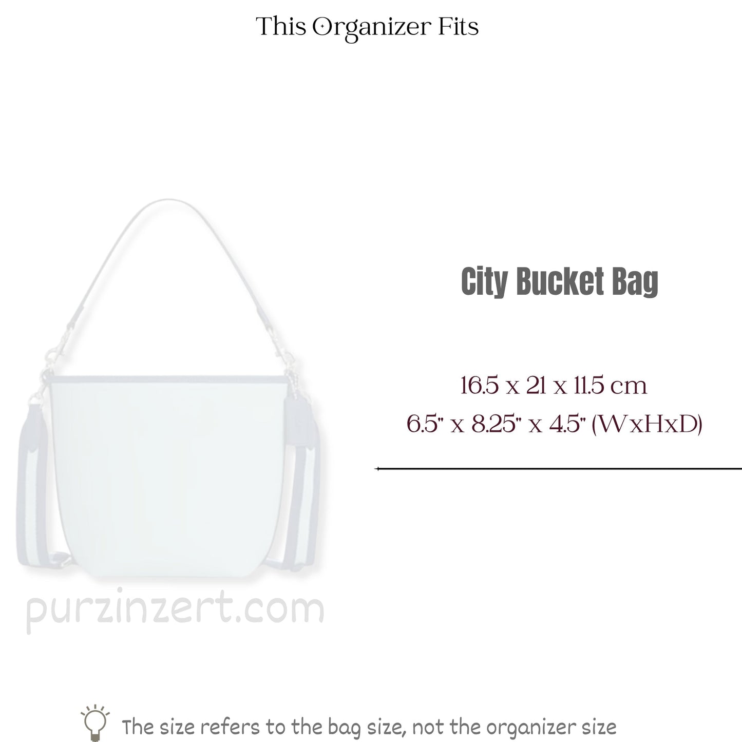 Bag Insert for (Coach, City Bucket Bag) Organizer of Silk Fabric