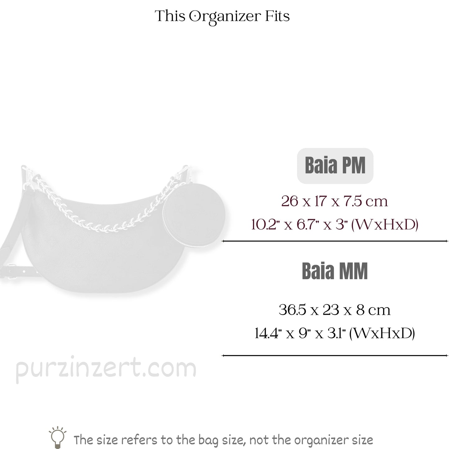 Bag Insert for (LV, Baia PM) Organizer of Nylon Fabric