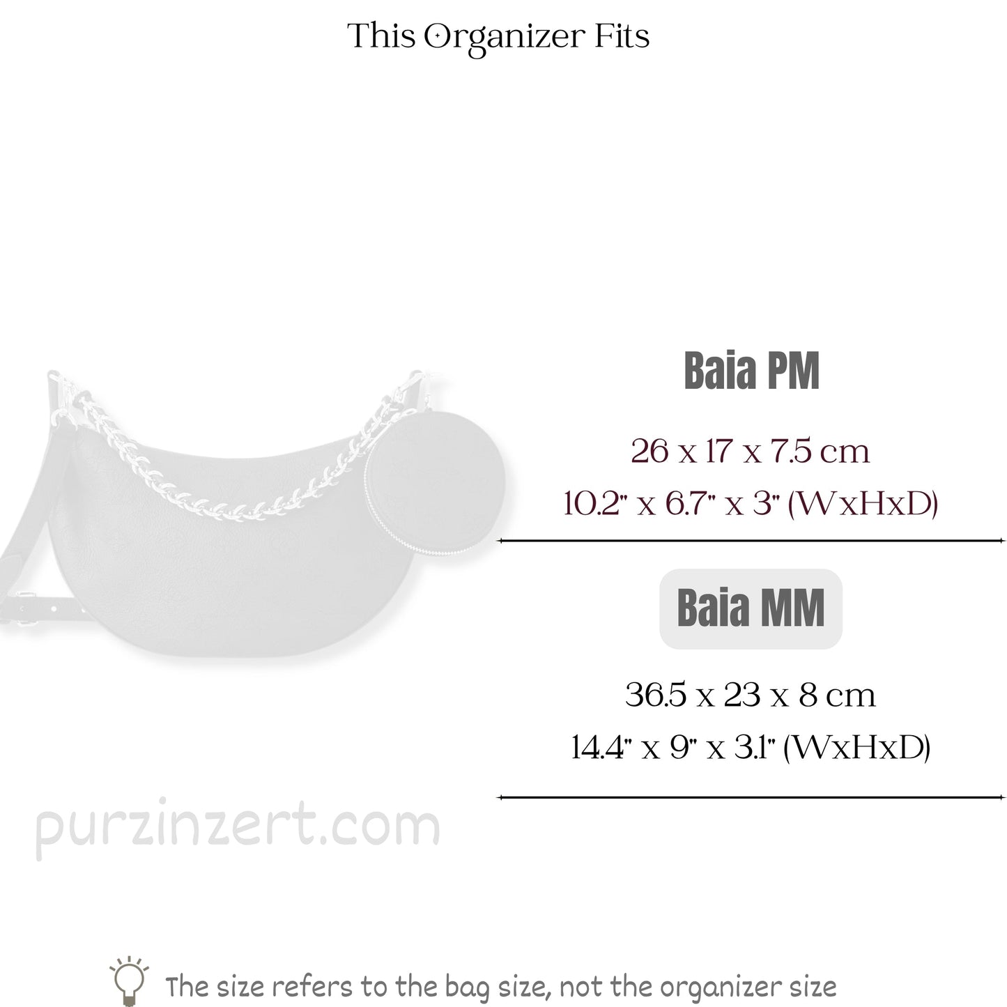 Bag Insert for (LV, Baia MM) Organizer of Nylon Fabric