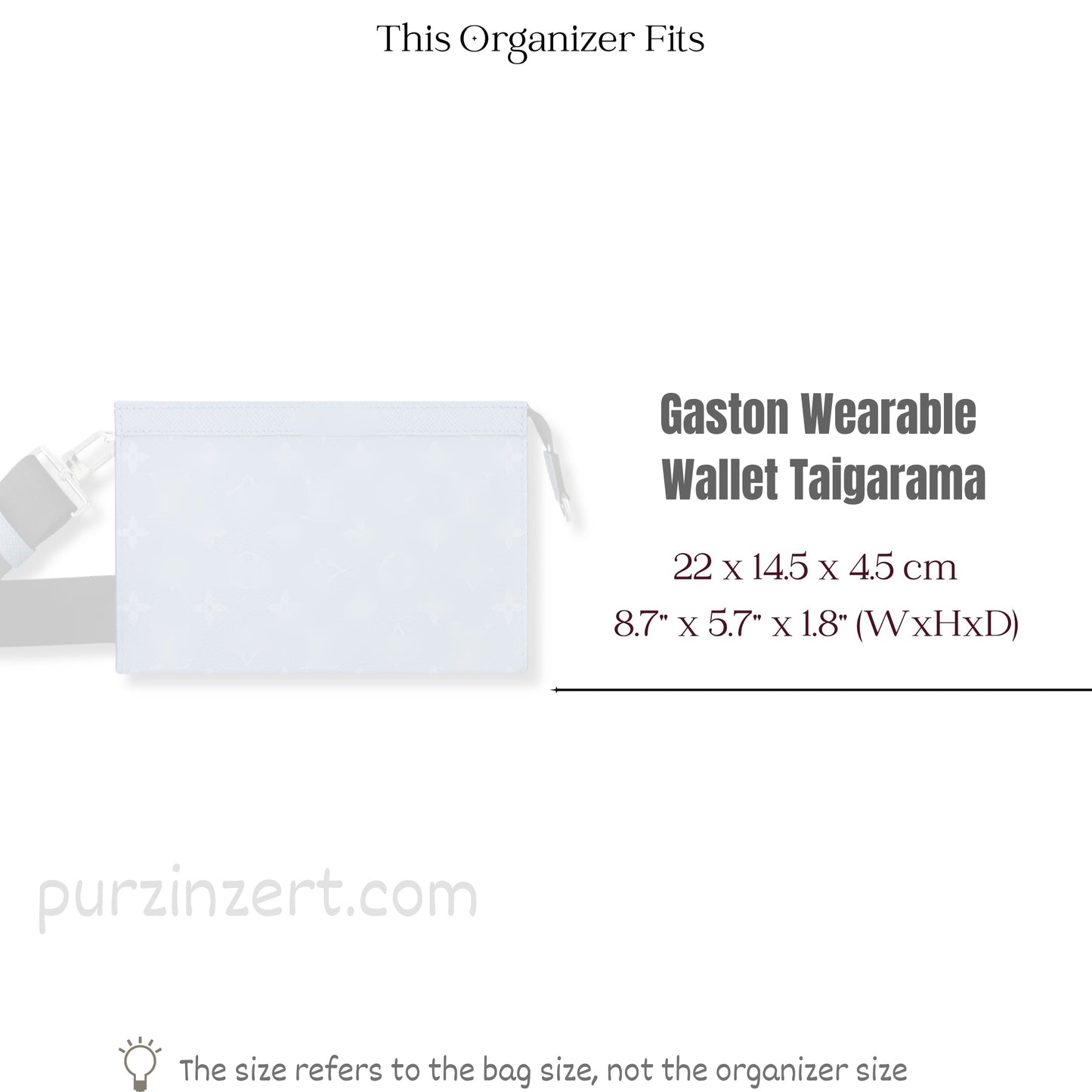 Bag Insert for (LV, Gaston Wearable Wallet Taigarama) Organizer of Felt Fabric