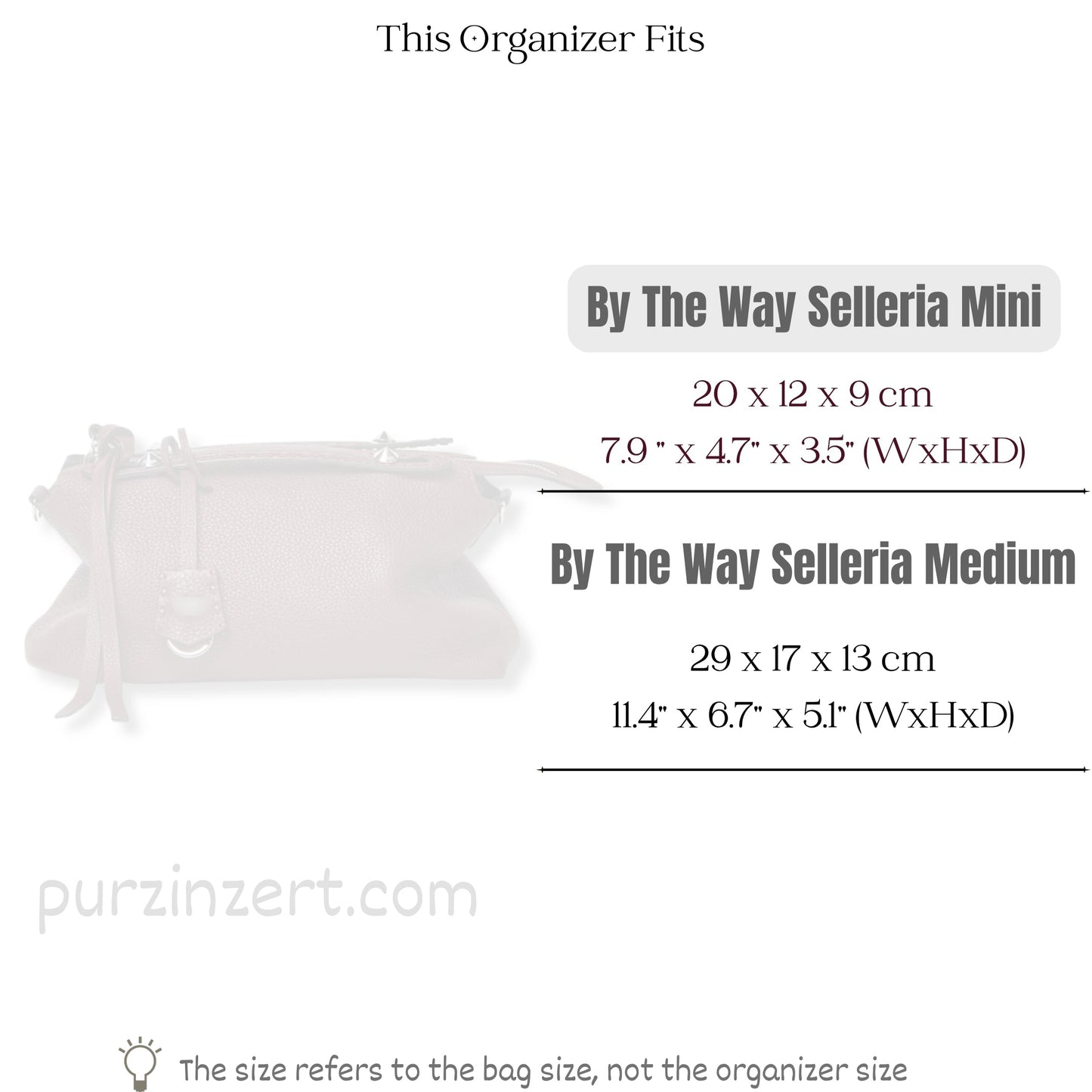 Bag Insert for (Fendi, By The Way Selleria Mini) Organizer of Felt Fabric