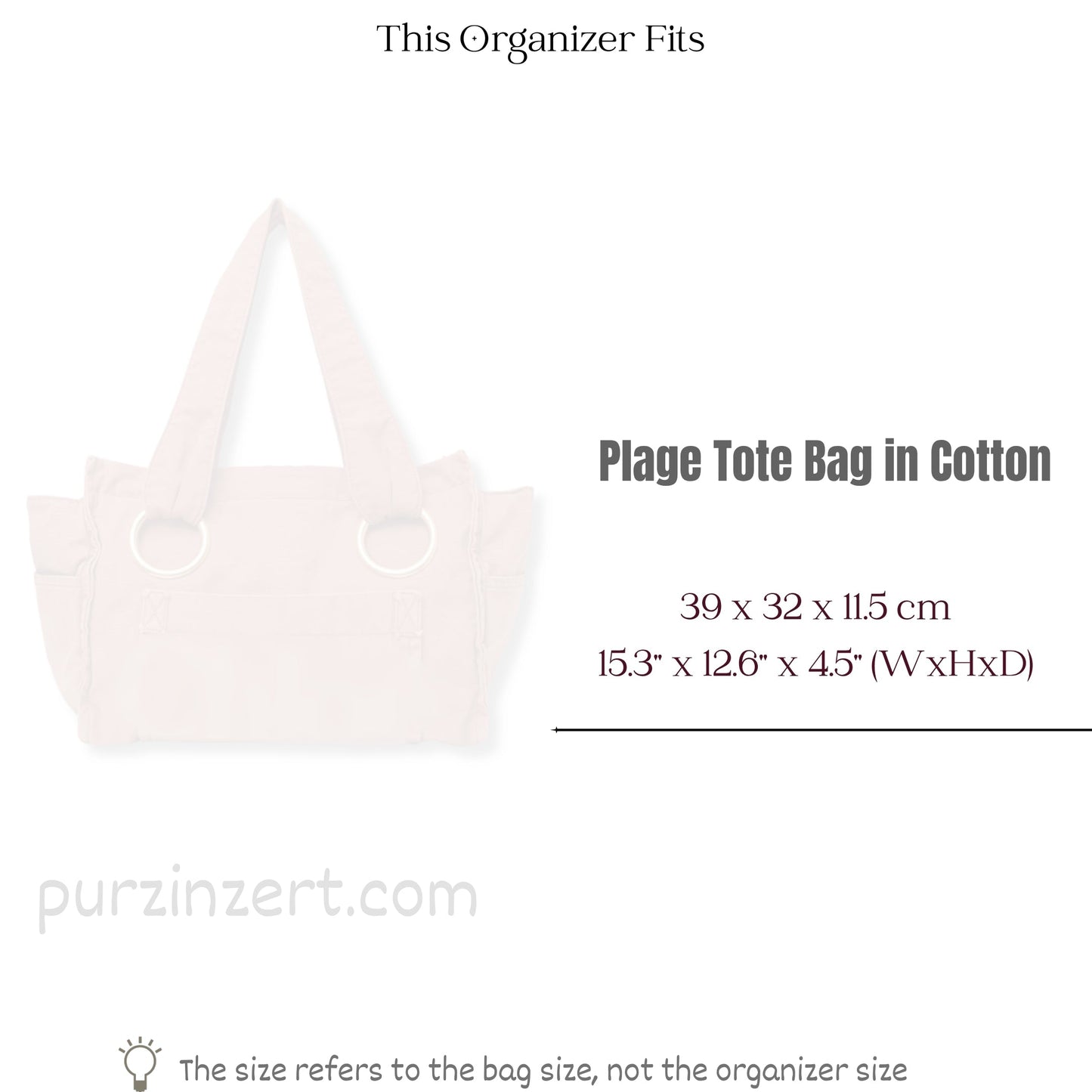 Bag Insert for (Chloe, Plage tote bag) Organizer of Felt Fabric